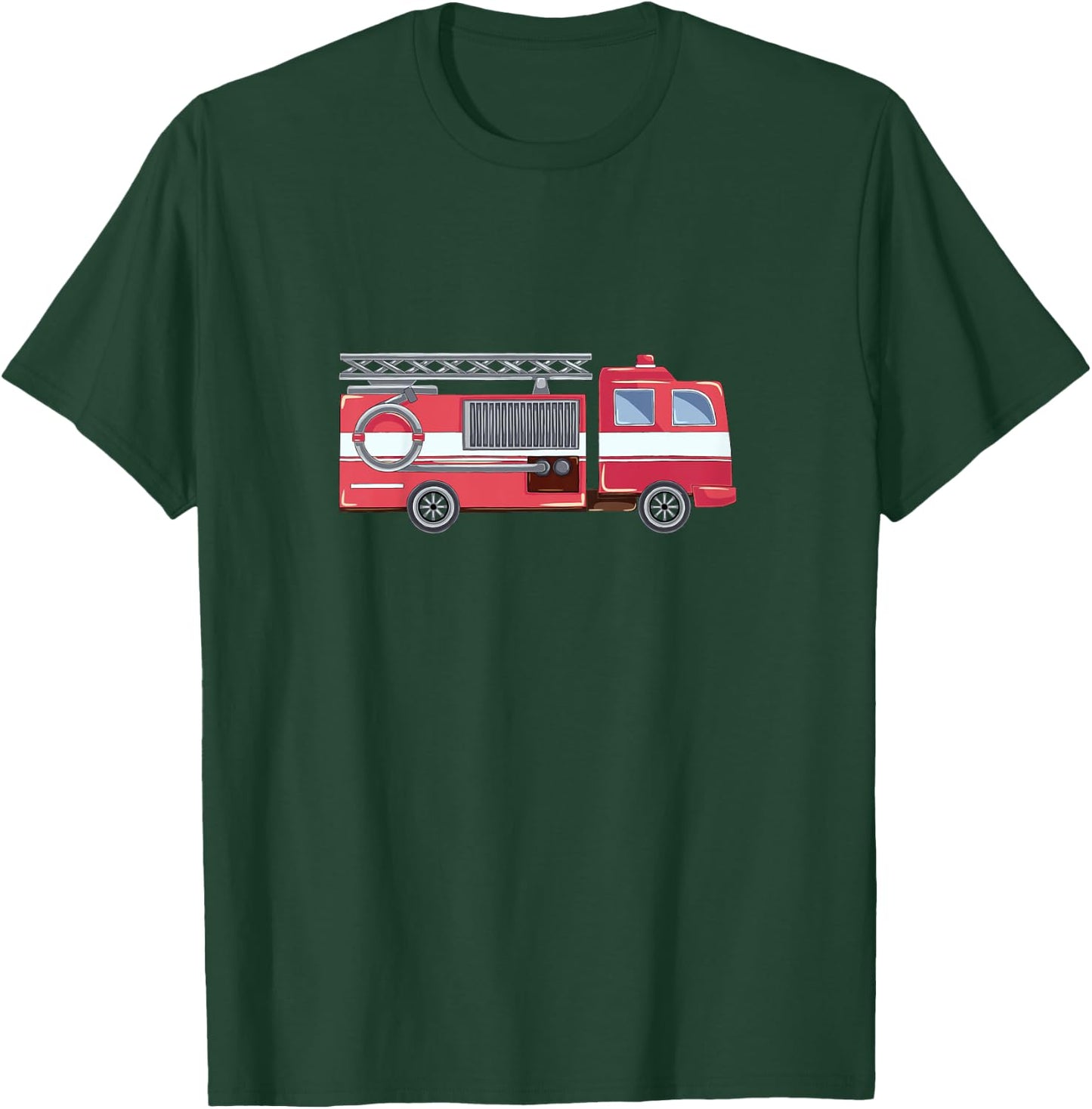 Feuerwehr Kinder Mit Rotem Feuerwehrauto T-Shirt - T-Shirt | Forest