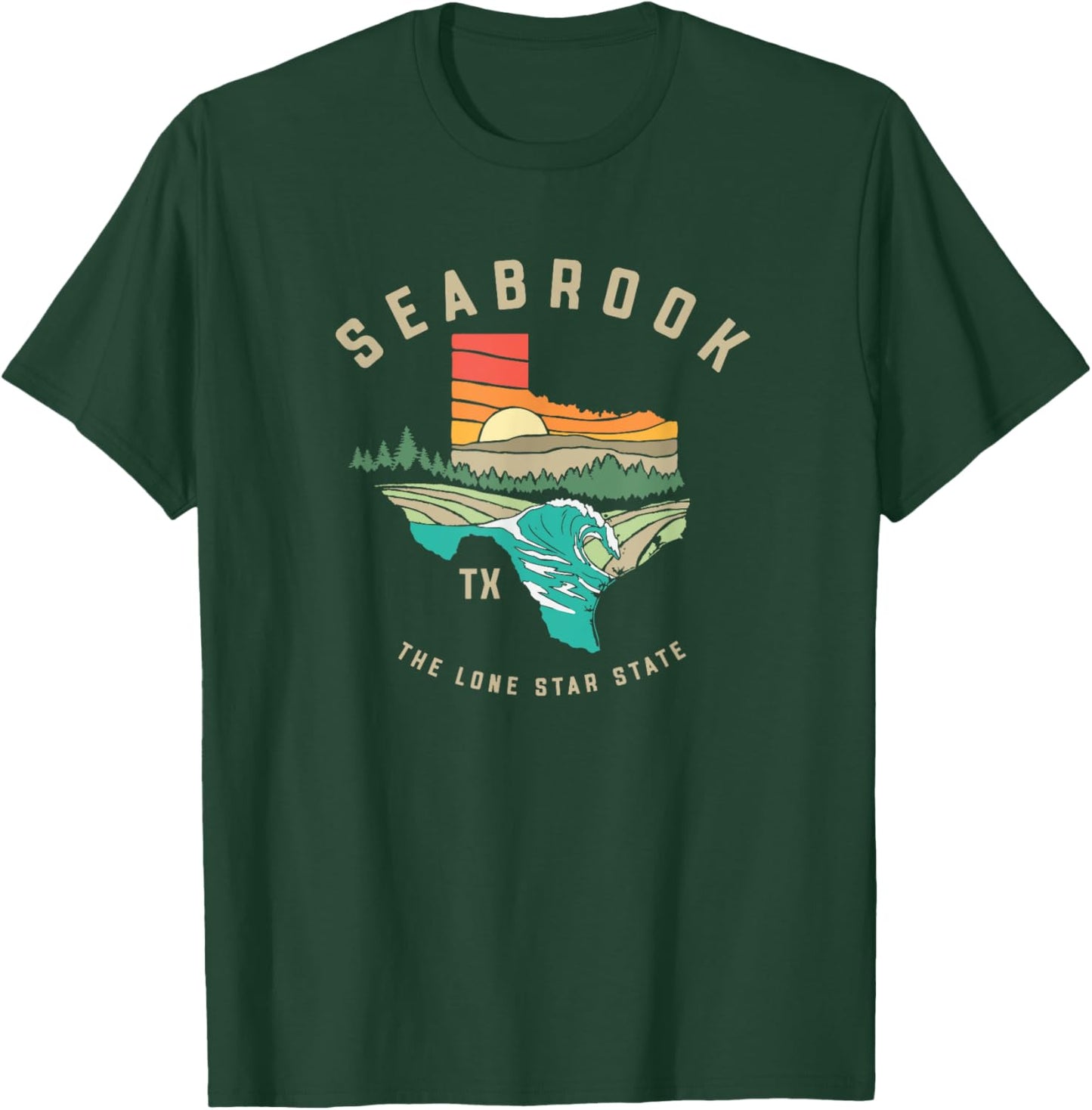 Seabrook Texas Outdoors Vintage Nature Illustration T-Shirt - T-Shirt | Forest