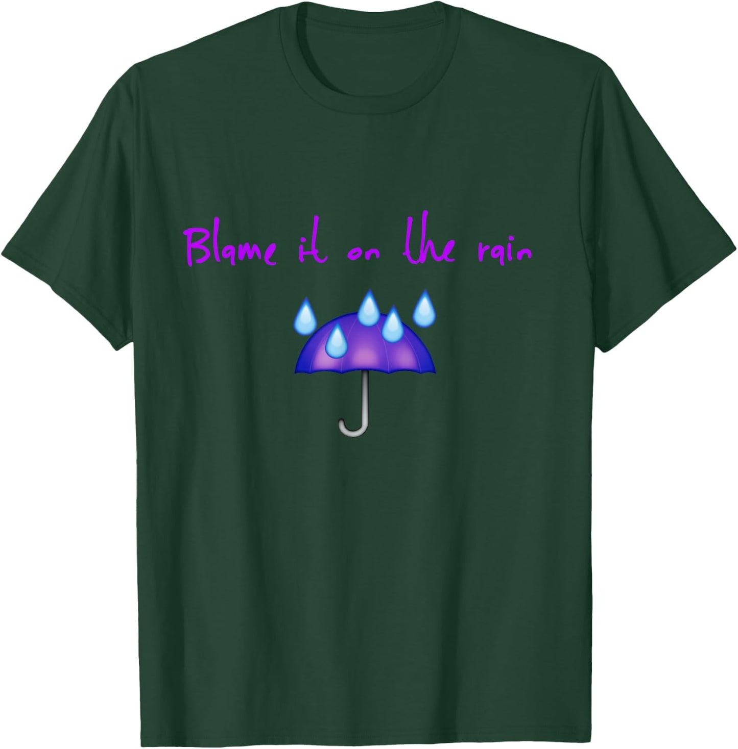 Funny Umbrella Blame It on Rain Funny Retro 80s Novelty T-Shirt - T-Shirt | Forest