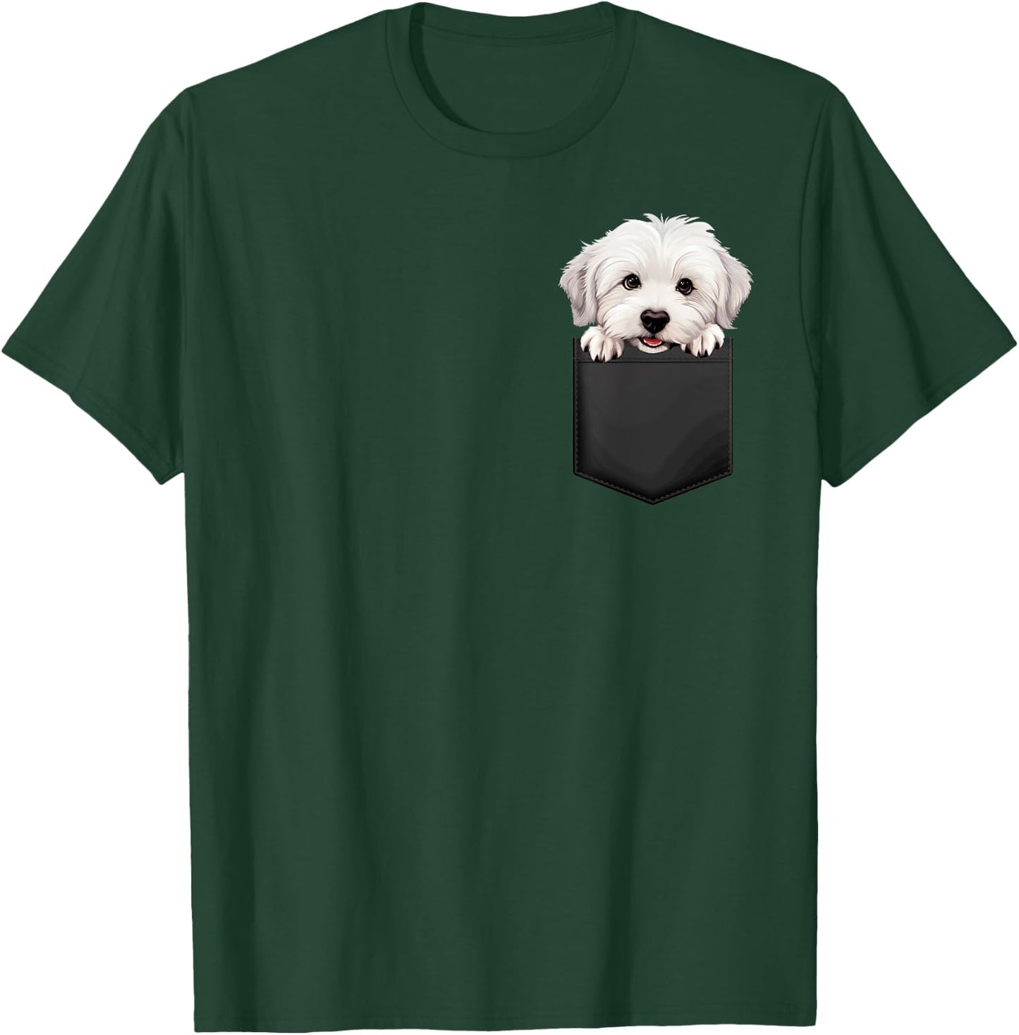 Tulear Cotton Puppy in Pocket Adorable Animal Lover , Black, S T-Shirt - T-Shirt | Forest