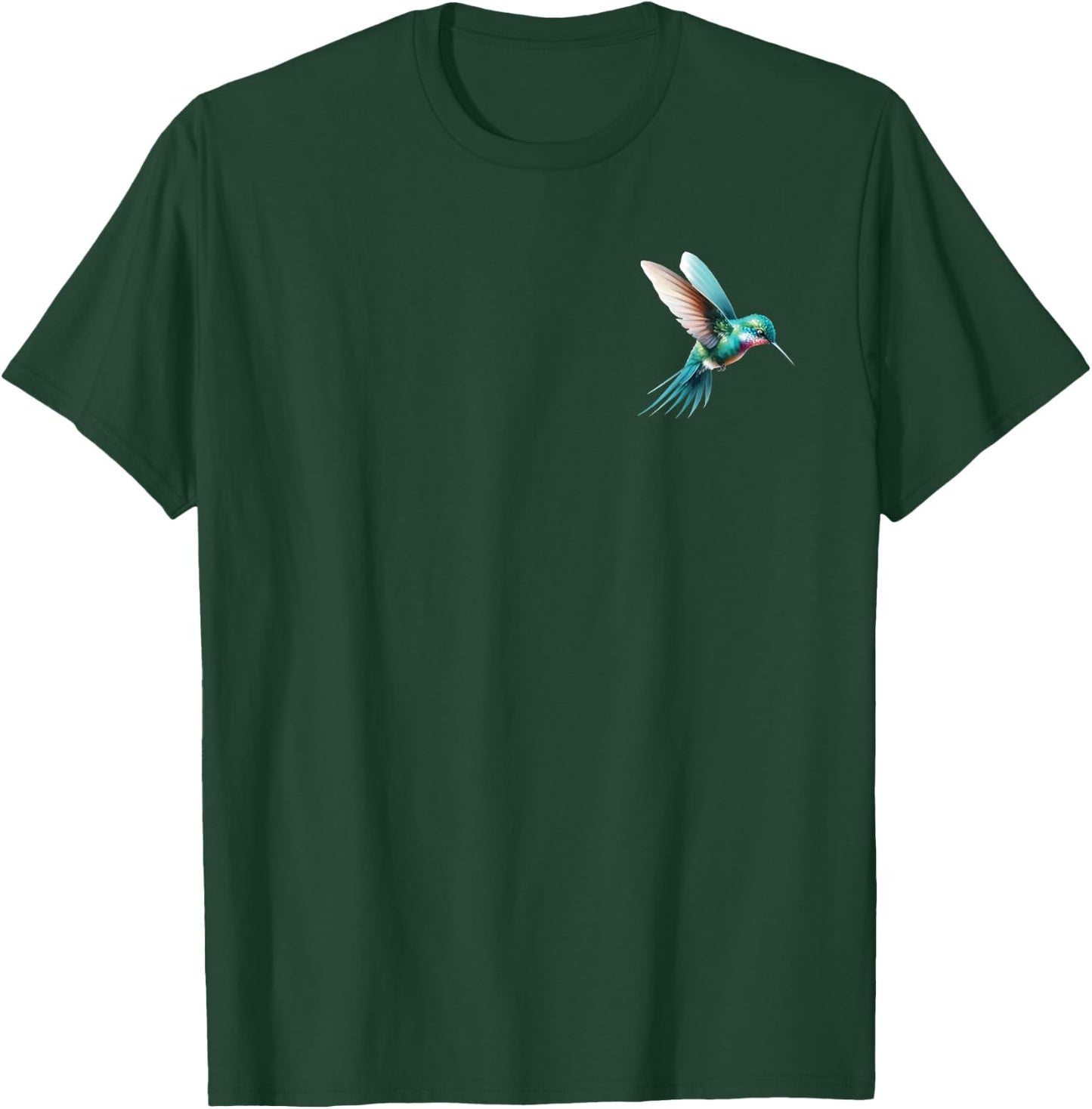 Hummingbird in the Pocket - Watercolour Hummingbird , black T-Shirt - T-Shirt | Forest