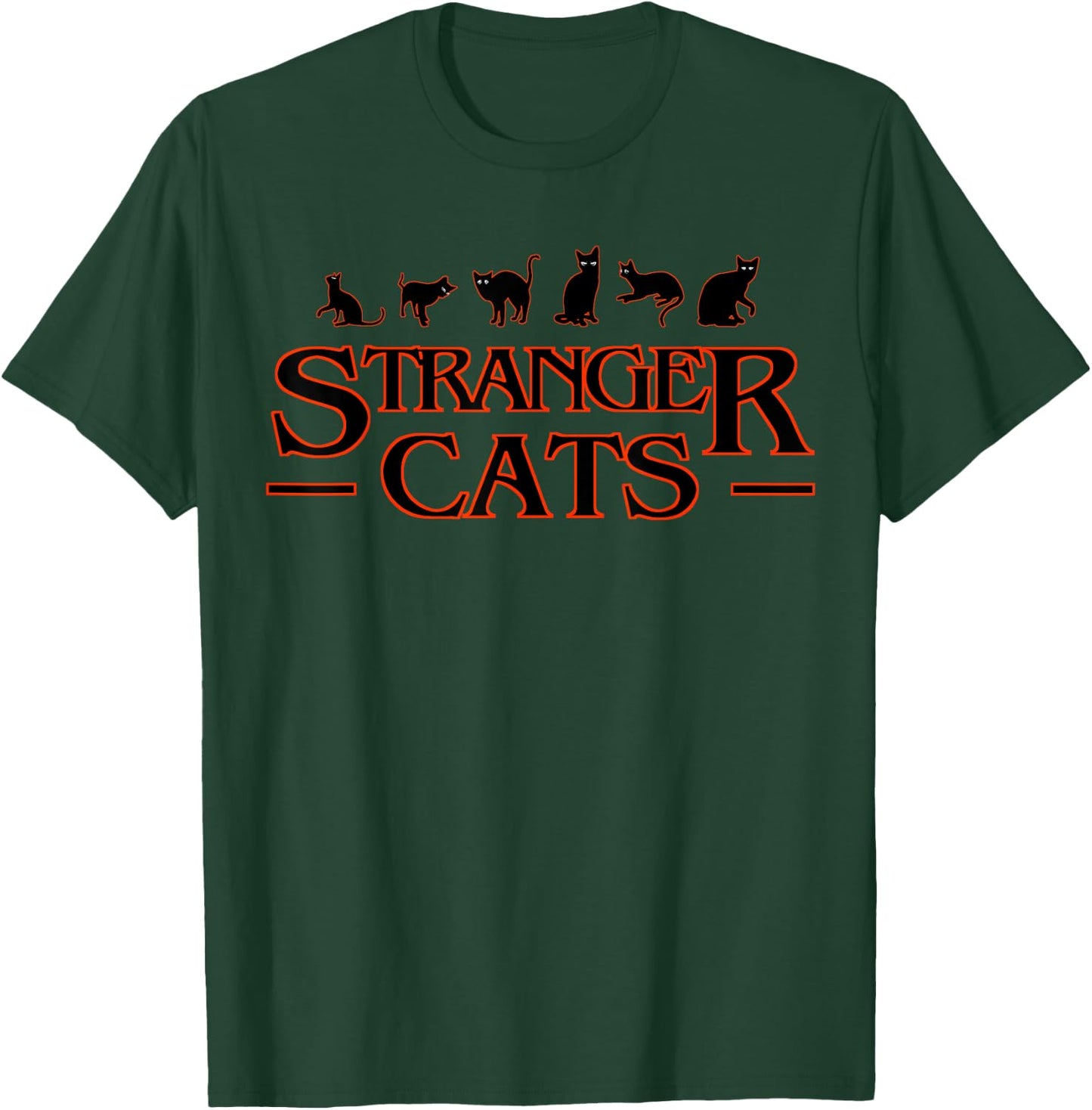 Funny Stranger Cats Halloween Costume , black T-Shirt - T-Shirt | Forest