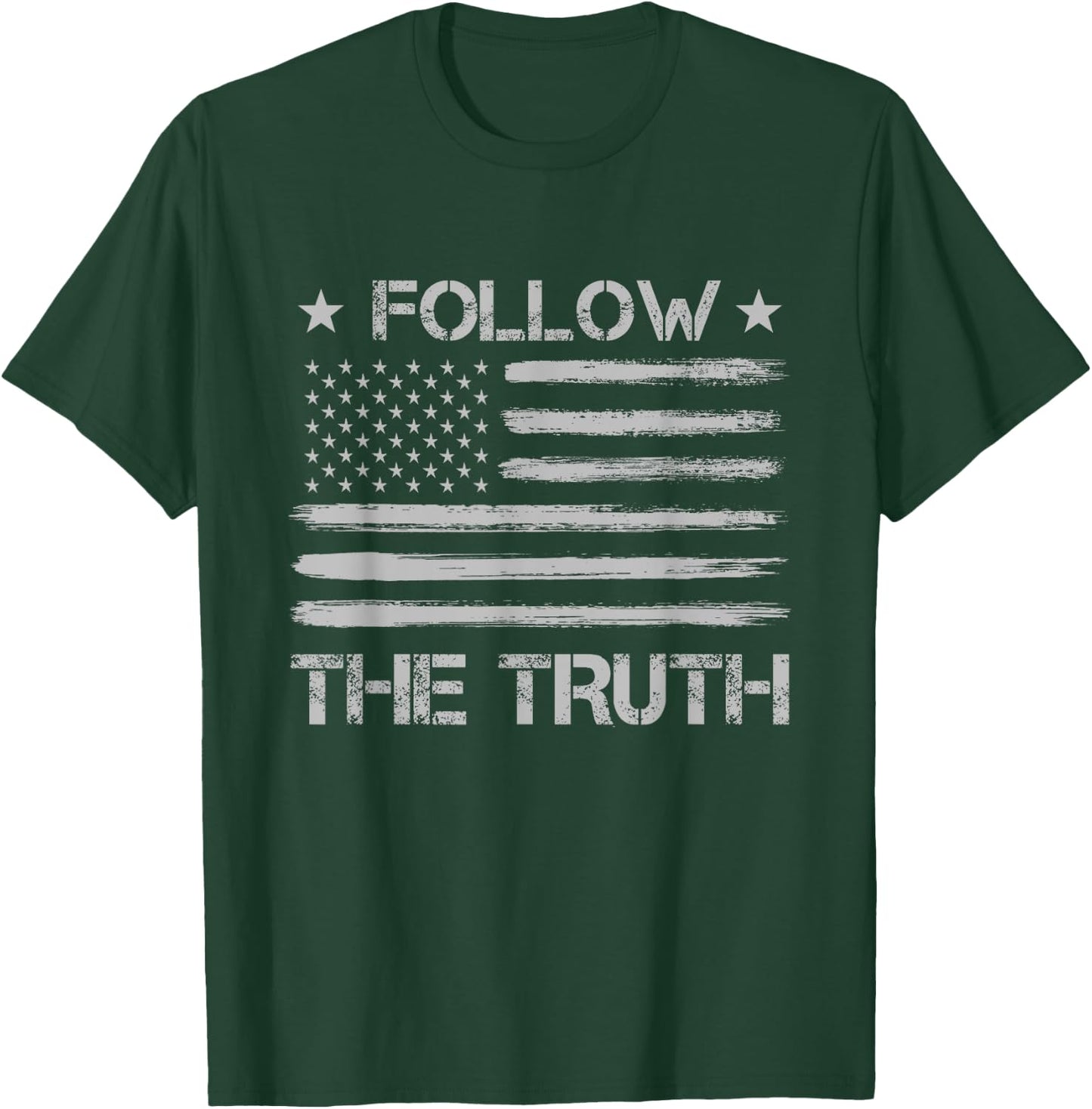 Follow the Truth Social Distressed US Flag Donald Trump T-Shirt - T-Shirt | Forest
