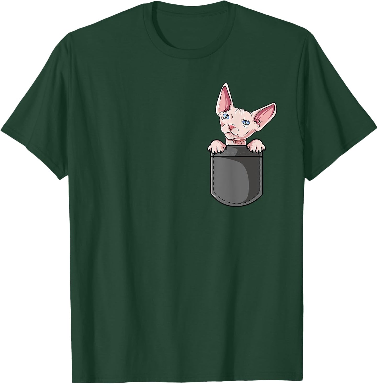 Cute Hairless Cat Design - Pocket Sphynx T-Shirt - T-Shirt | Forest