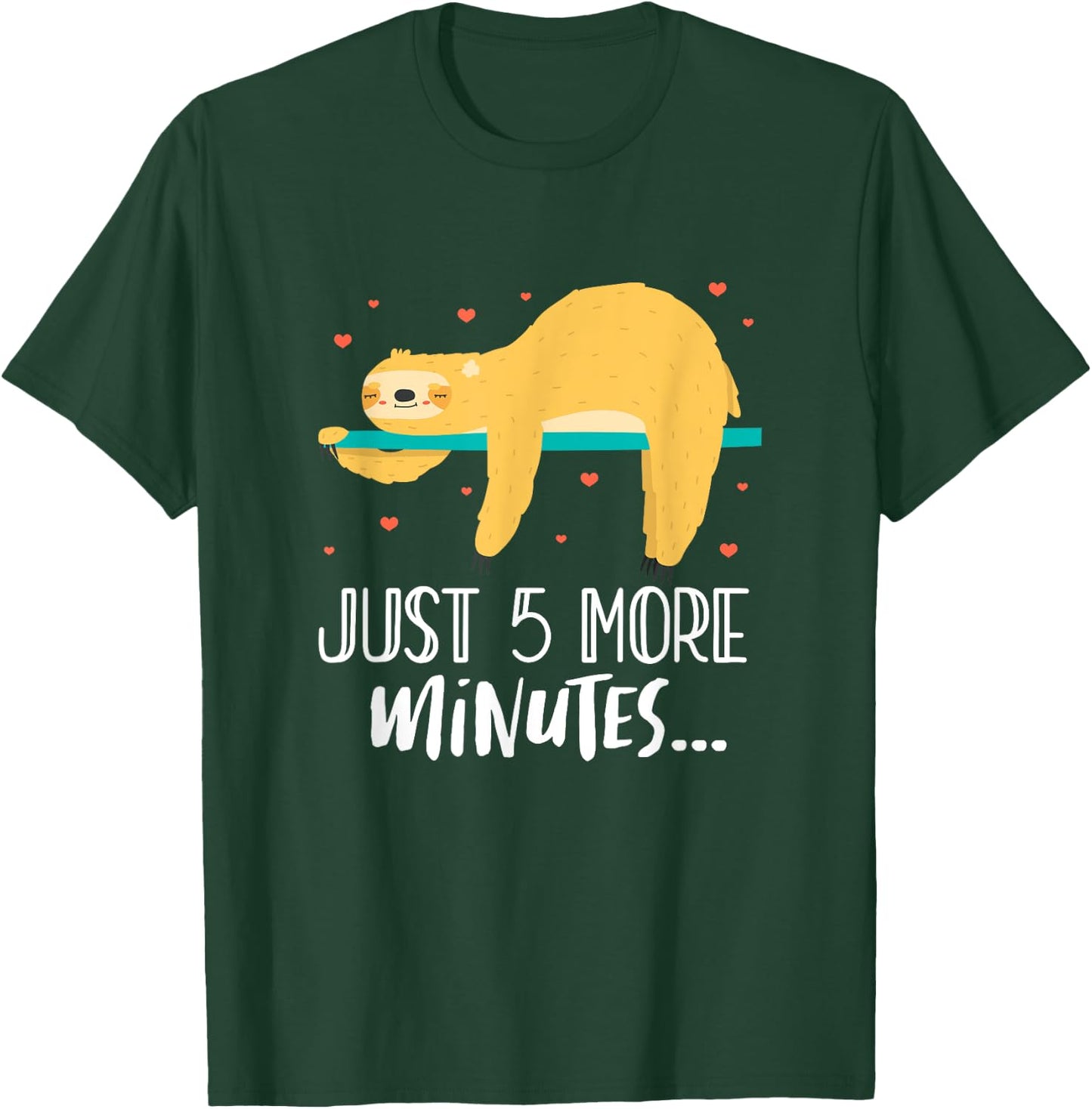 Just 5 More Minutes Tree Sloth Lazy Sleeping T-Shirt - T-Shirt | Forest