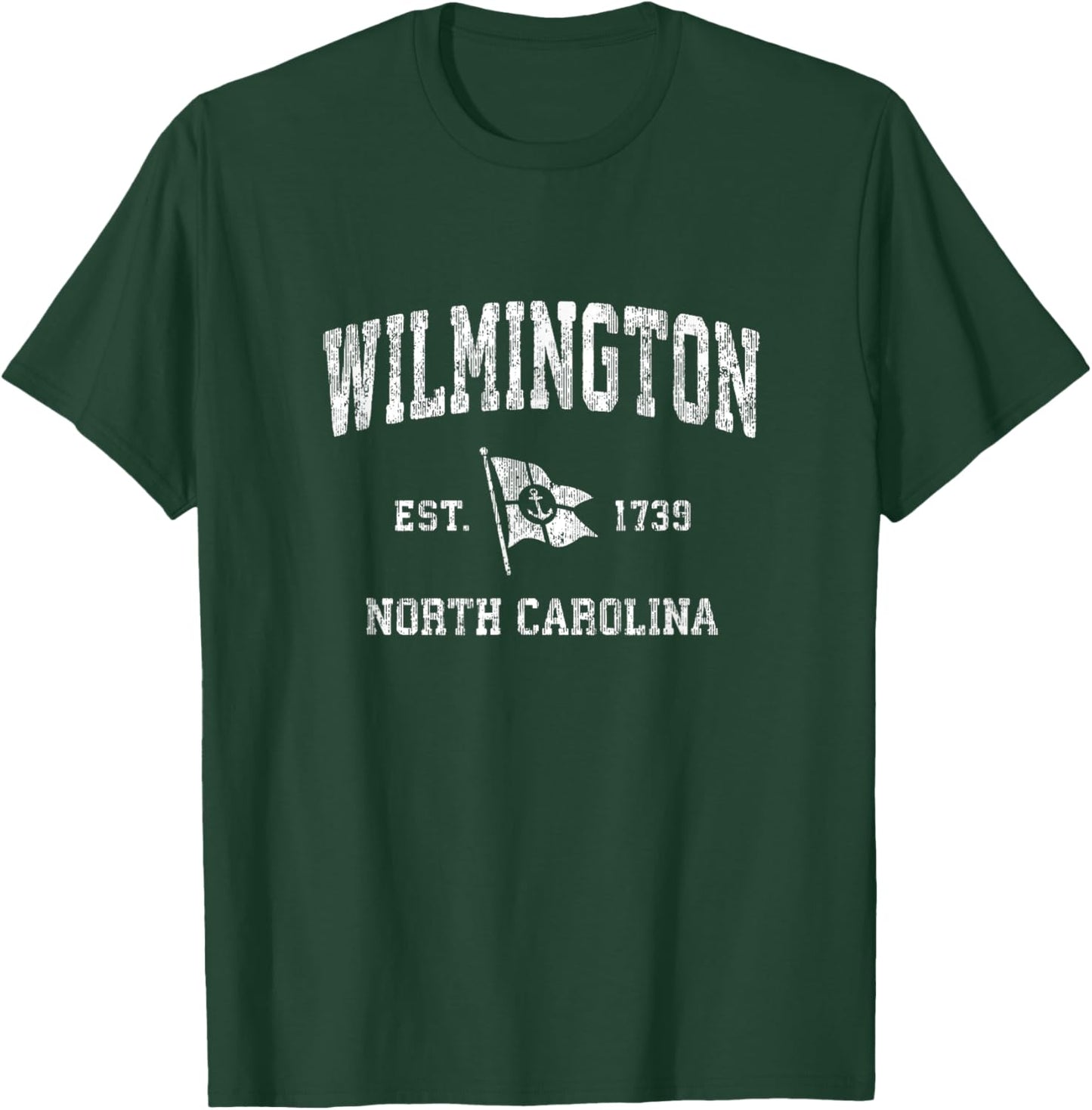 Wilmington North Carolina NC Vintage Boat Anchor Flag T-Shirt - T-Shirt | Forest