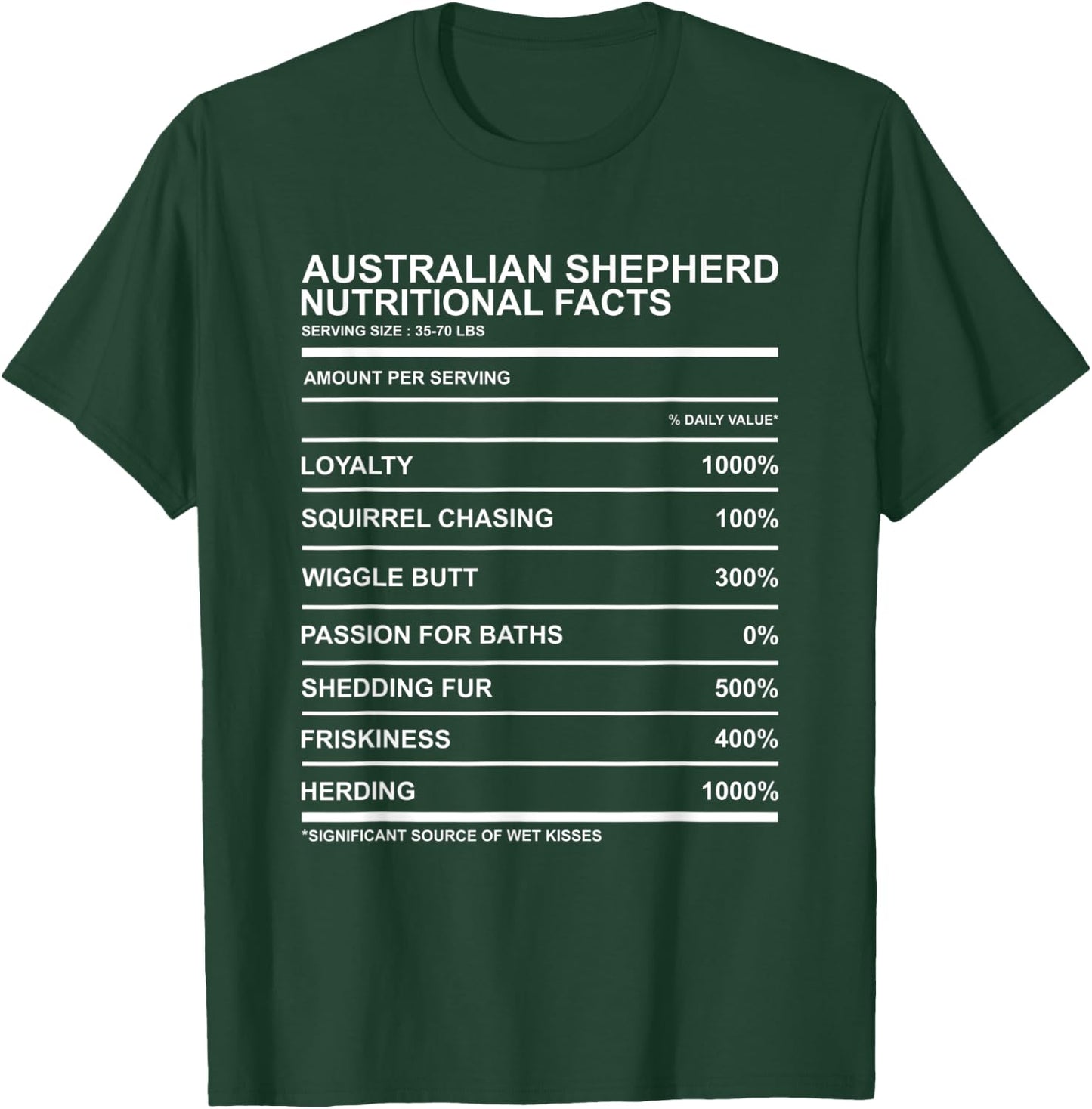 Australian Shepherd Nutritional Facts Wiggle Butt Aussie T-Shirt - T-Shirt | Forest