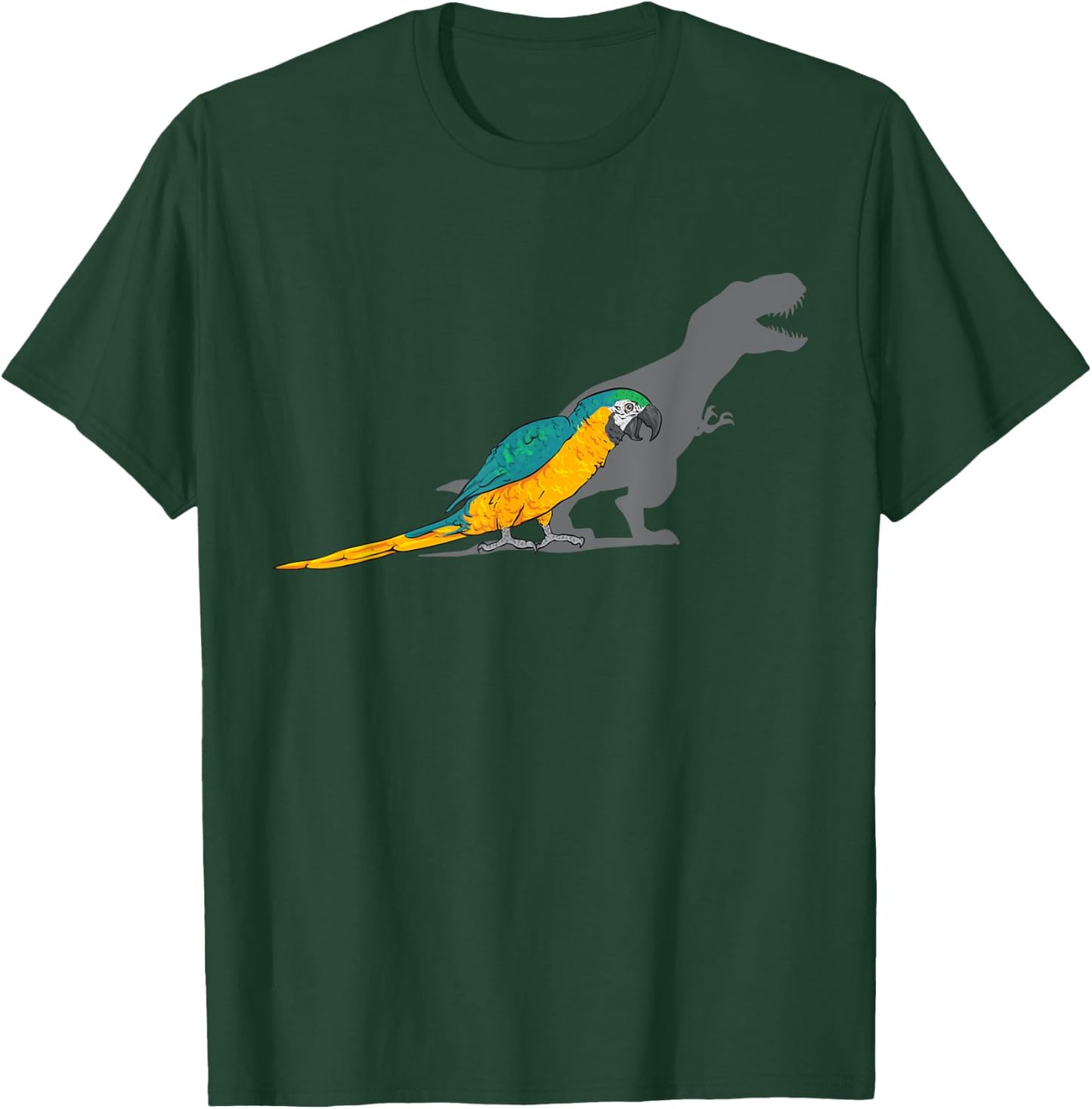 Macaw Parrot T-Rex Dinosaur Blue And Yellow Macaw T-Shirt - T-Shirt | Forest