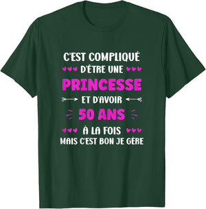Funny Woman 50 Years Princess Birthday 50 Years , Black, Female X-Small T-Shirt - T-Shirt | Forest