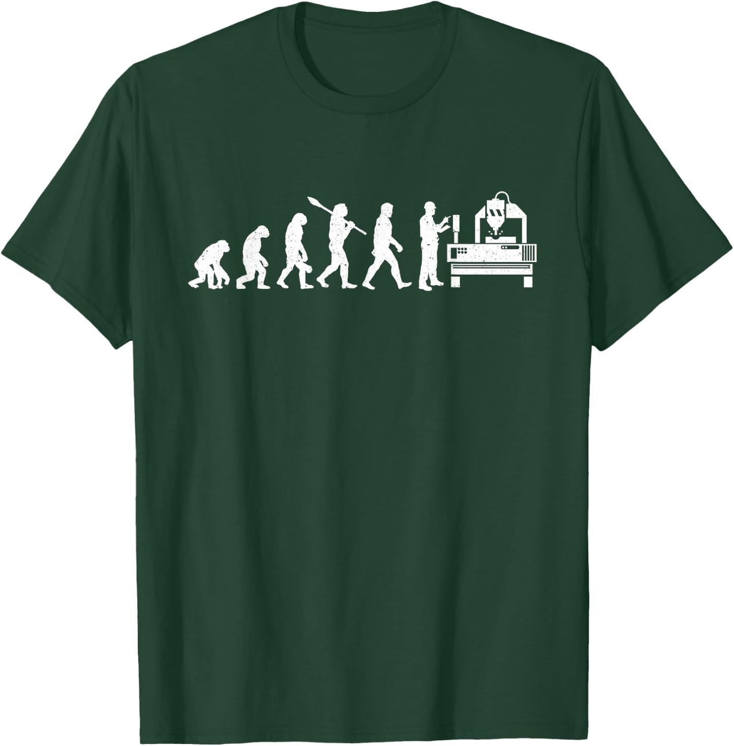 CNC Machine Operator Evolution - Machinist Metal Working T-Shirt - T-Shirt | Forest