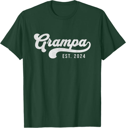 Grampa Est 2024 New Grandpa Promoted To Grampa Father's Day T-Shirt - T-Shirt | Forest