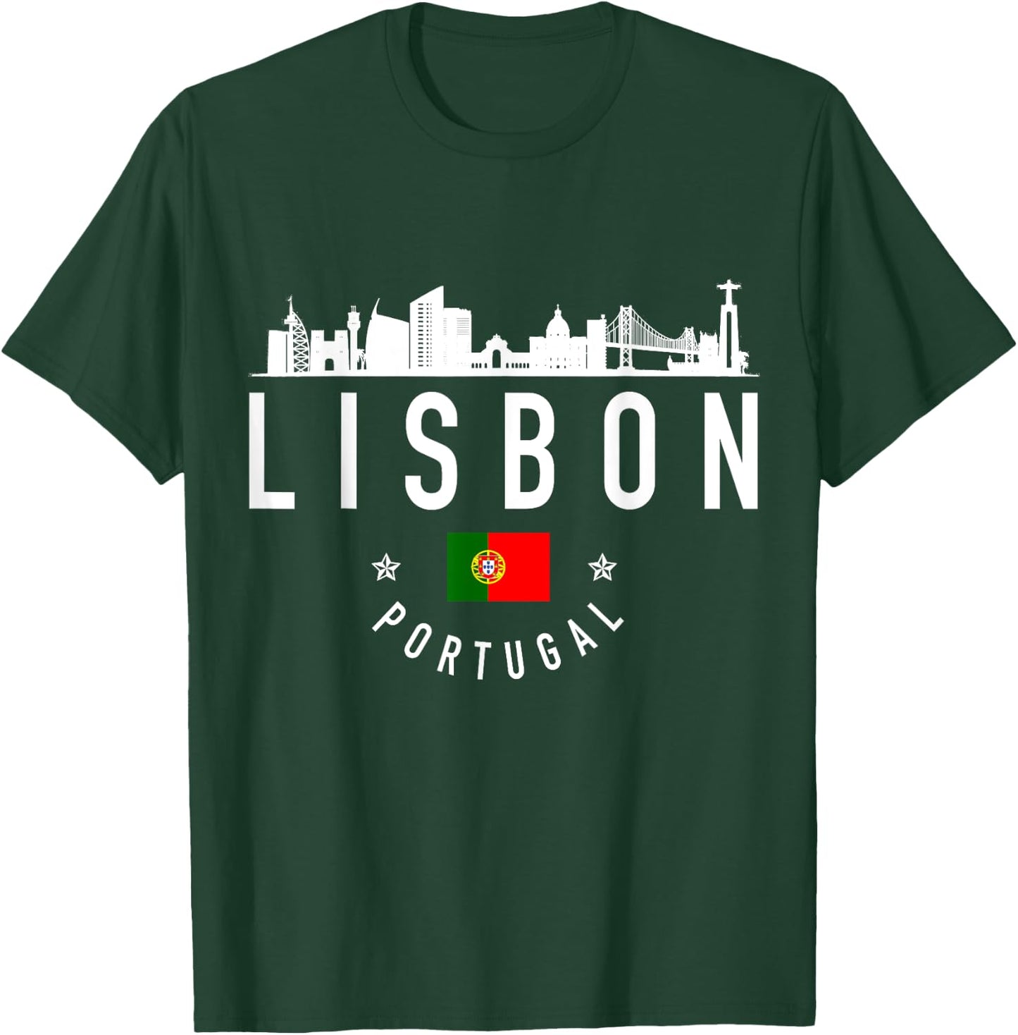 Lisbon Portugal Skyline Portuguese Flag Pride Souvenir T-Shirt - T-Shirt | Forest