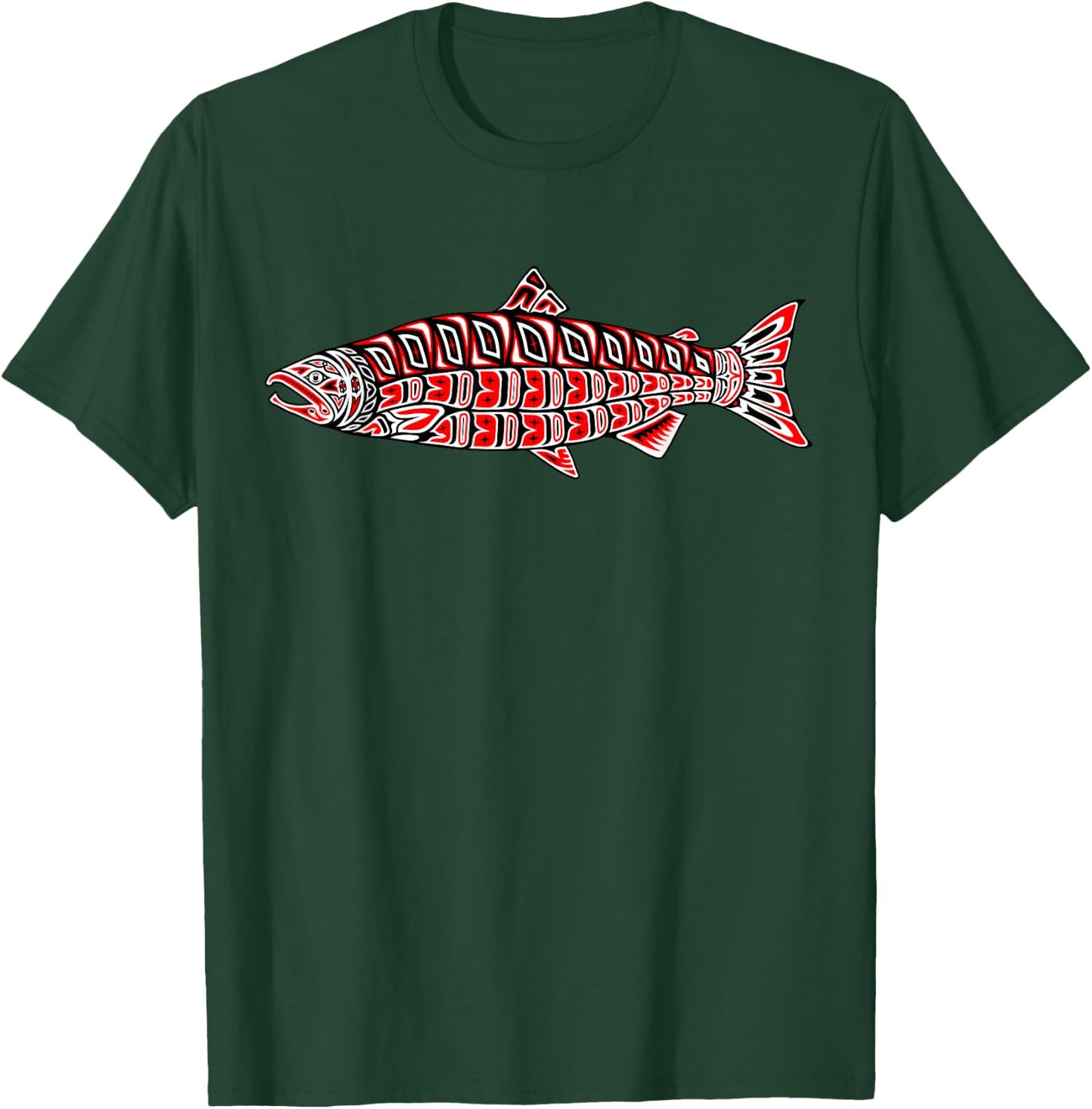 Salmon Native American Indian Pacific Northwest Coast Coho T-Shirt - T-Shirt | Forest