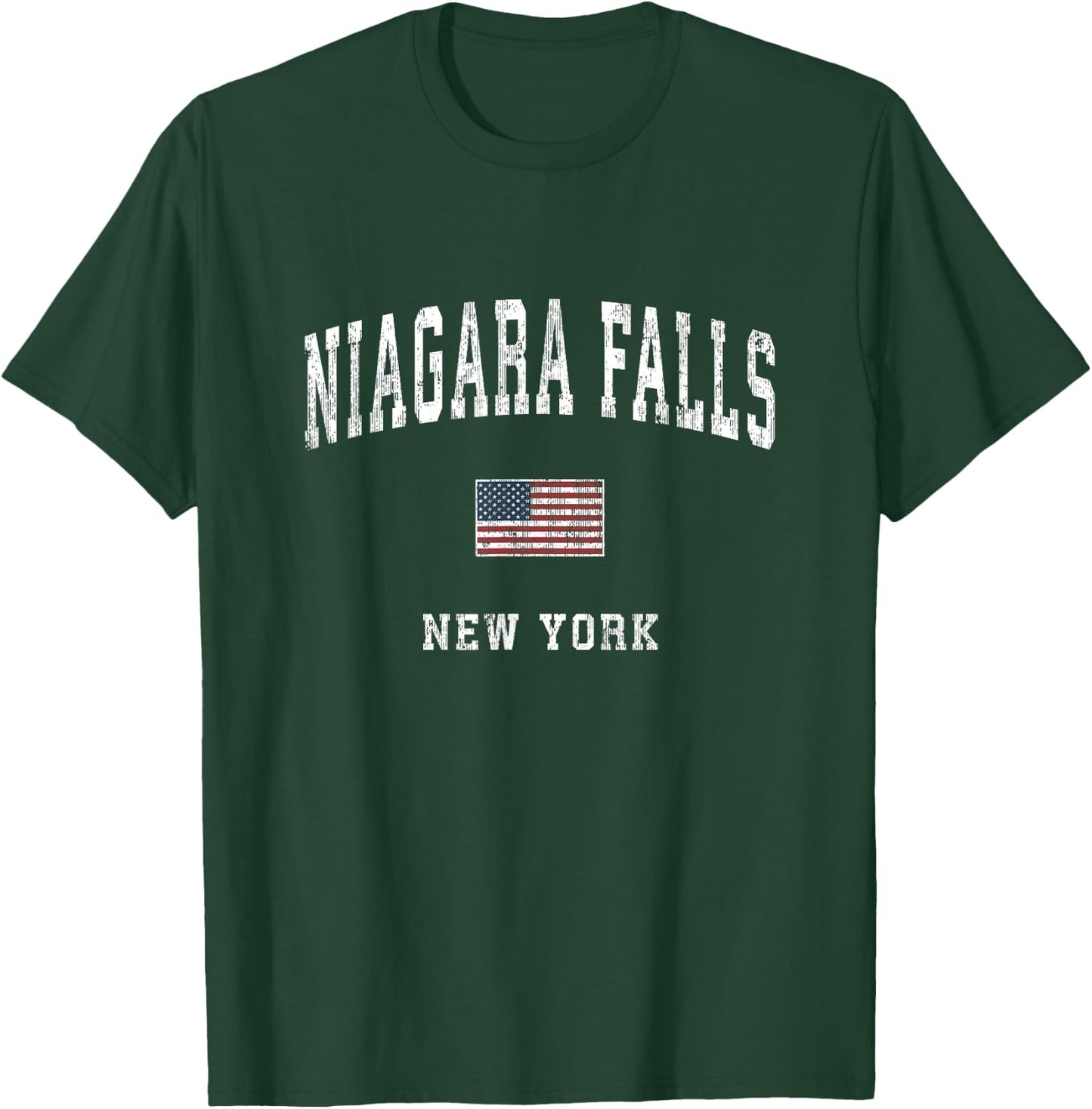 Niagara Falls New York NY Vintage American Flag Sports T-Shirt - T-Shirt | Forest