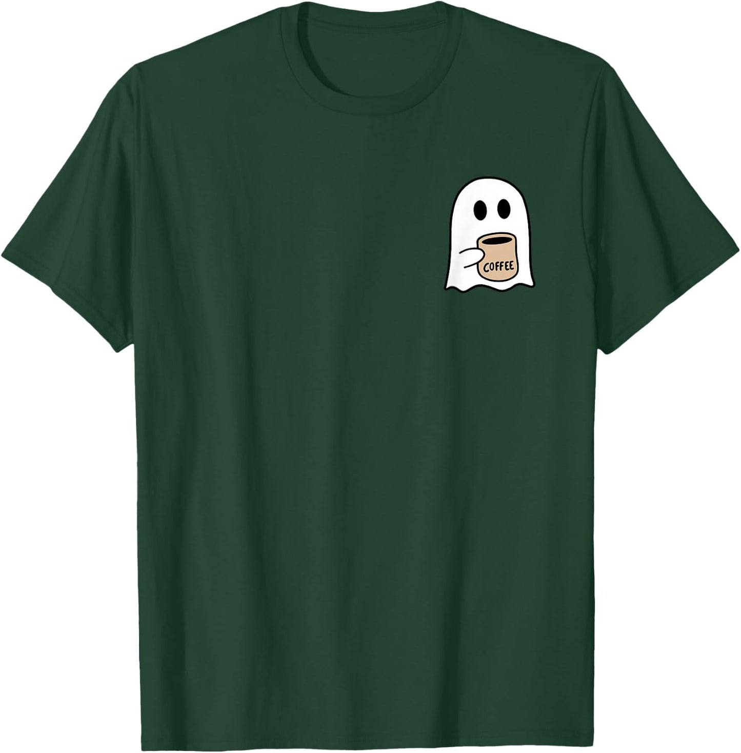 Ghost Drinking Coffee Funny Halloween Costume Coffee Lover T-Shirt - T-Shirt | Forest