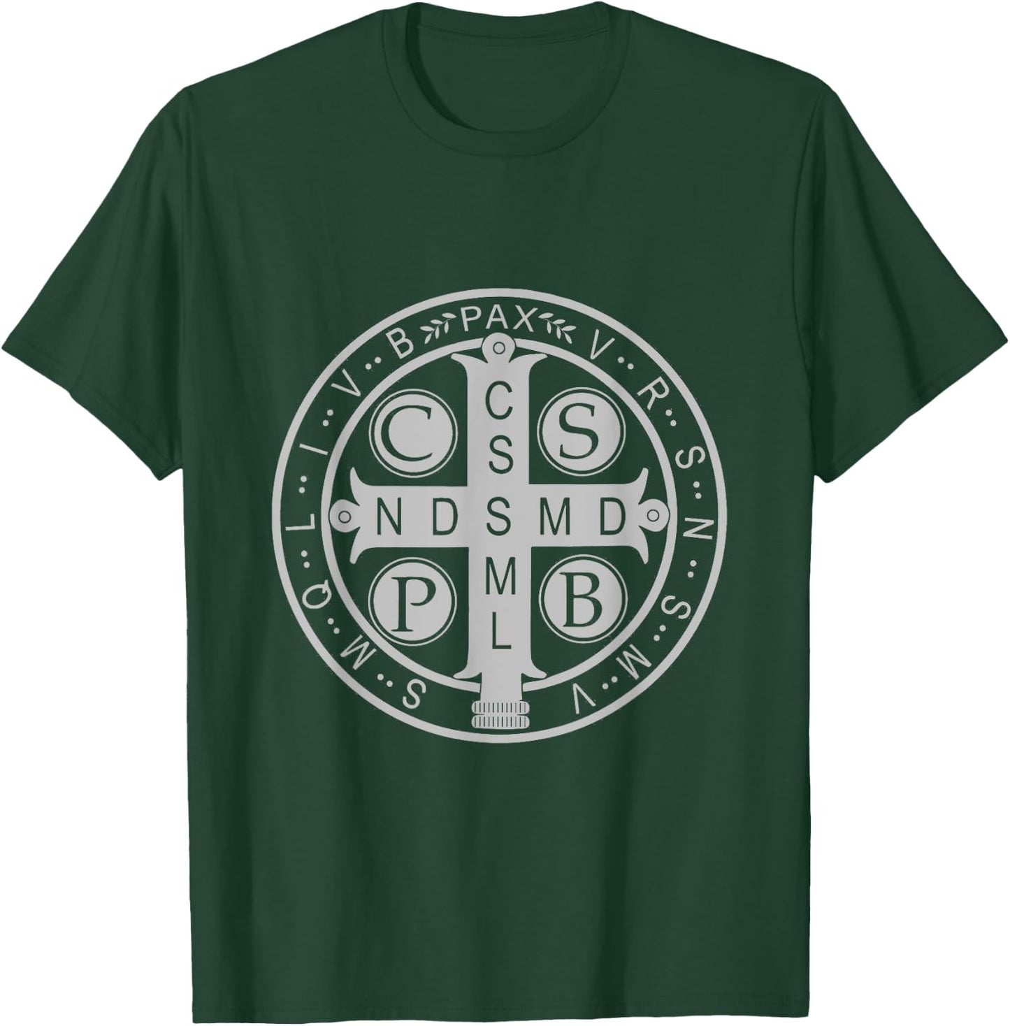 St. Benedict Medal - Traditional Latin Catholic Christian T-Shirt - T-Shirt | Forest