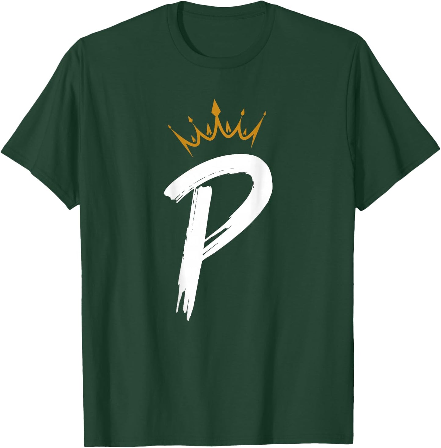 Queen King Letter P - BACKSIDE Letter With Crown Alphabet T-Shirt - T-Shirt | Forest