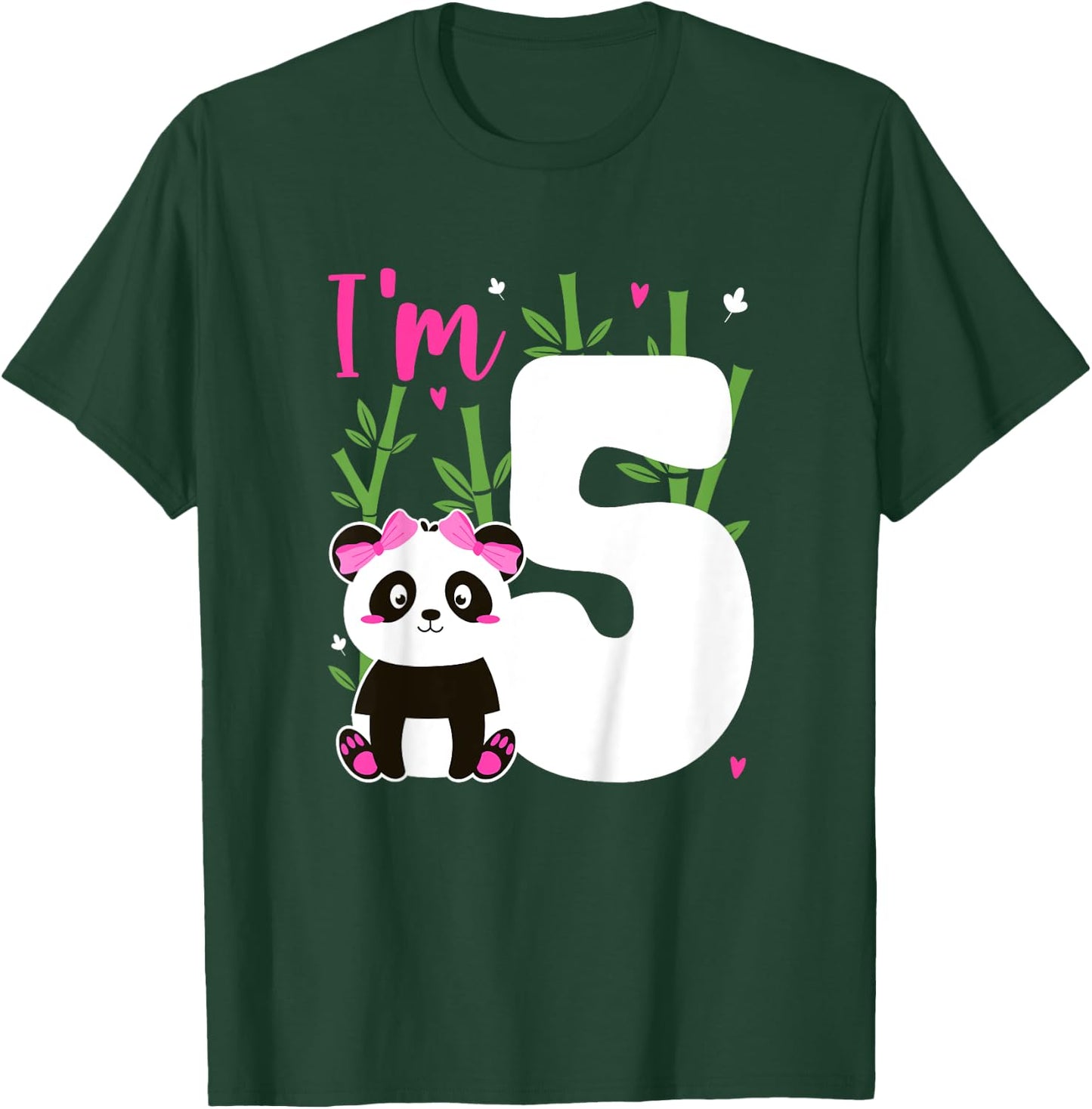 Kids 5th Panda Birthday 5 Year Old Girl Panda Bear Birthday T-Shirt - T-Shirt | Forest