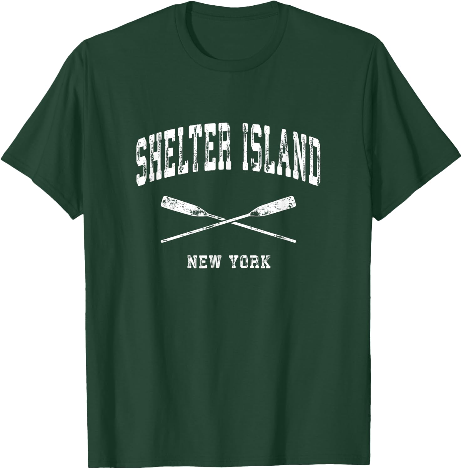 Shelter Island New York Vintage Nautical Crossed Oars T-Shirt - T-Shirt | Forest