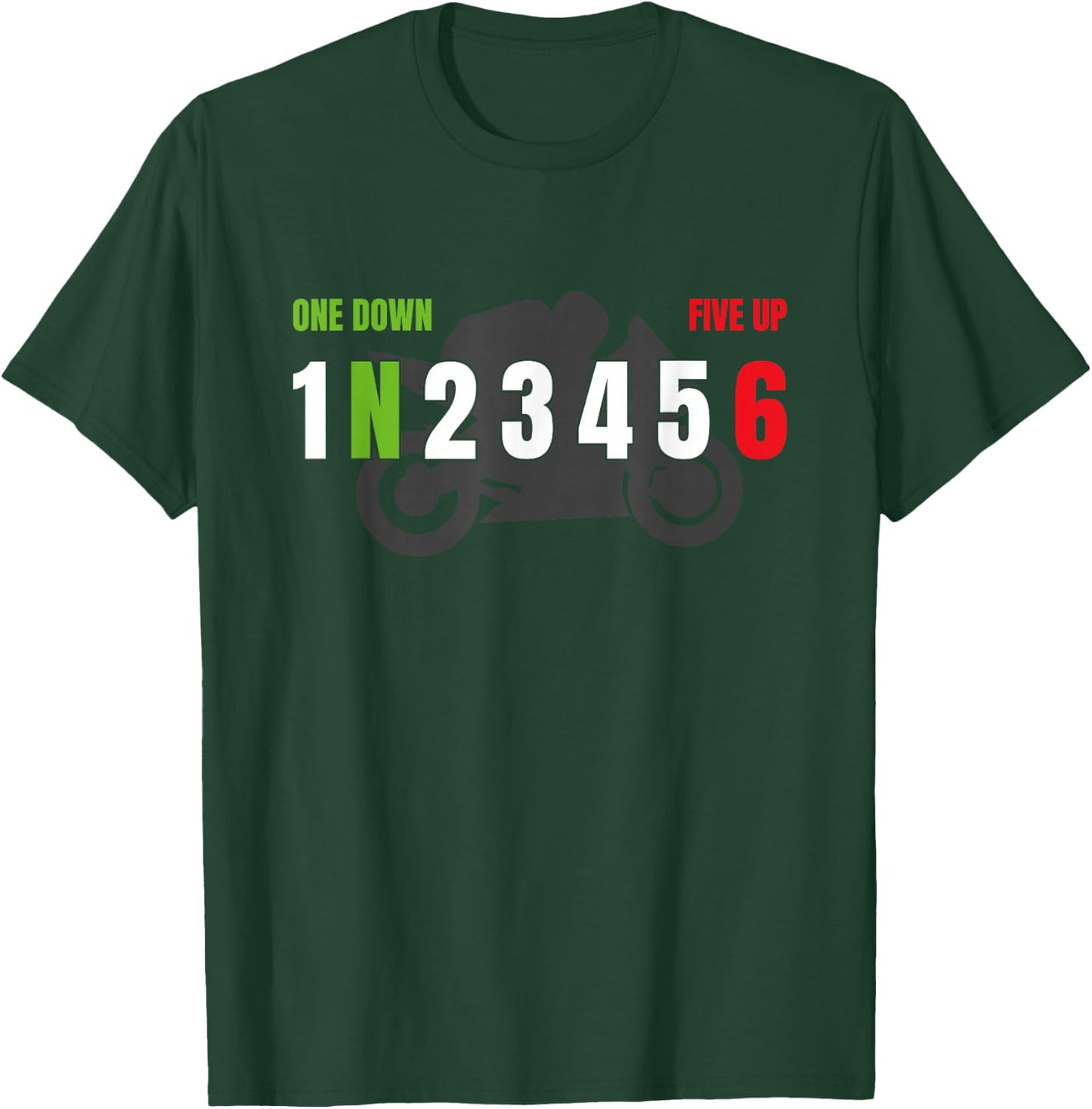 Motorrad Gangschaltung One Down Five Up Biker Racing T-Shirt - T-Shirt | Forest