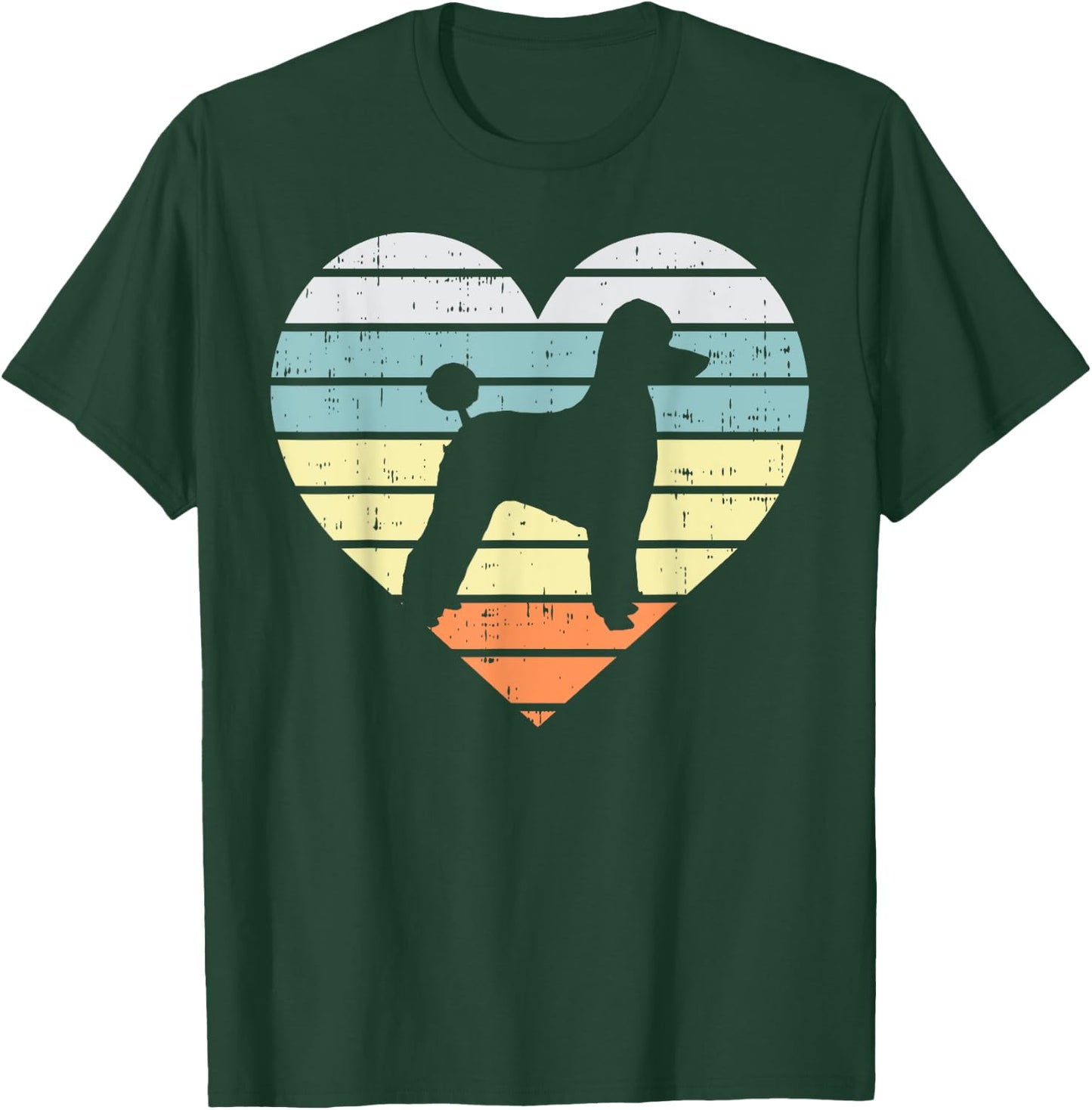 Poodle Silhouette Heart Sunset Retro Dog Lover Owner Gift T-Shirt - T-Shirt | Forest