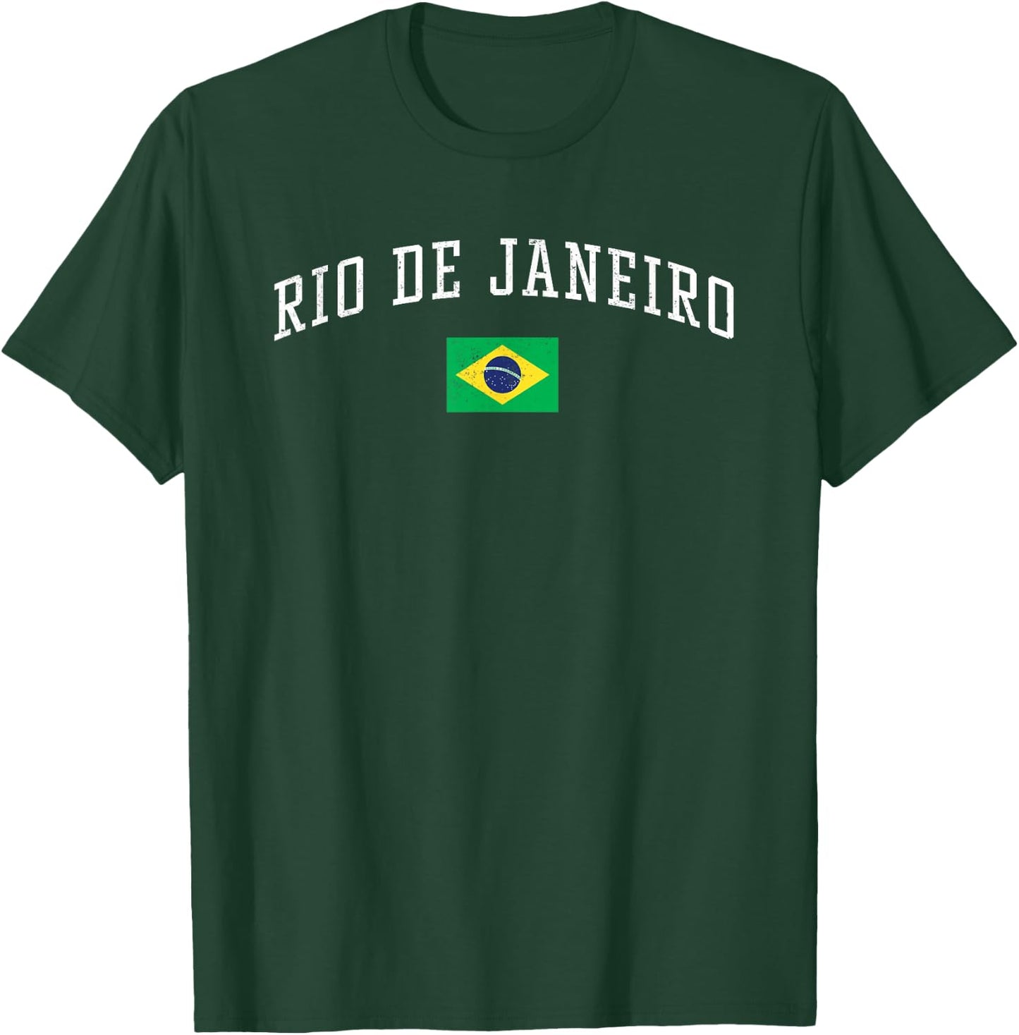 Vintage Rio de Janeiro Brasil Country Flag Souvenir Vacation T-Shirt - T-Shirt | Forest