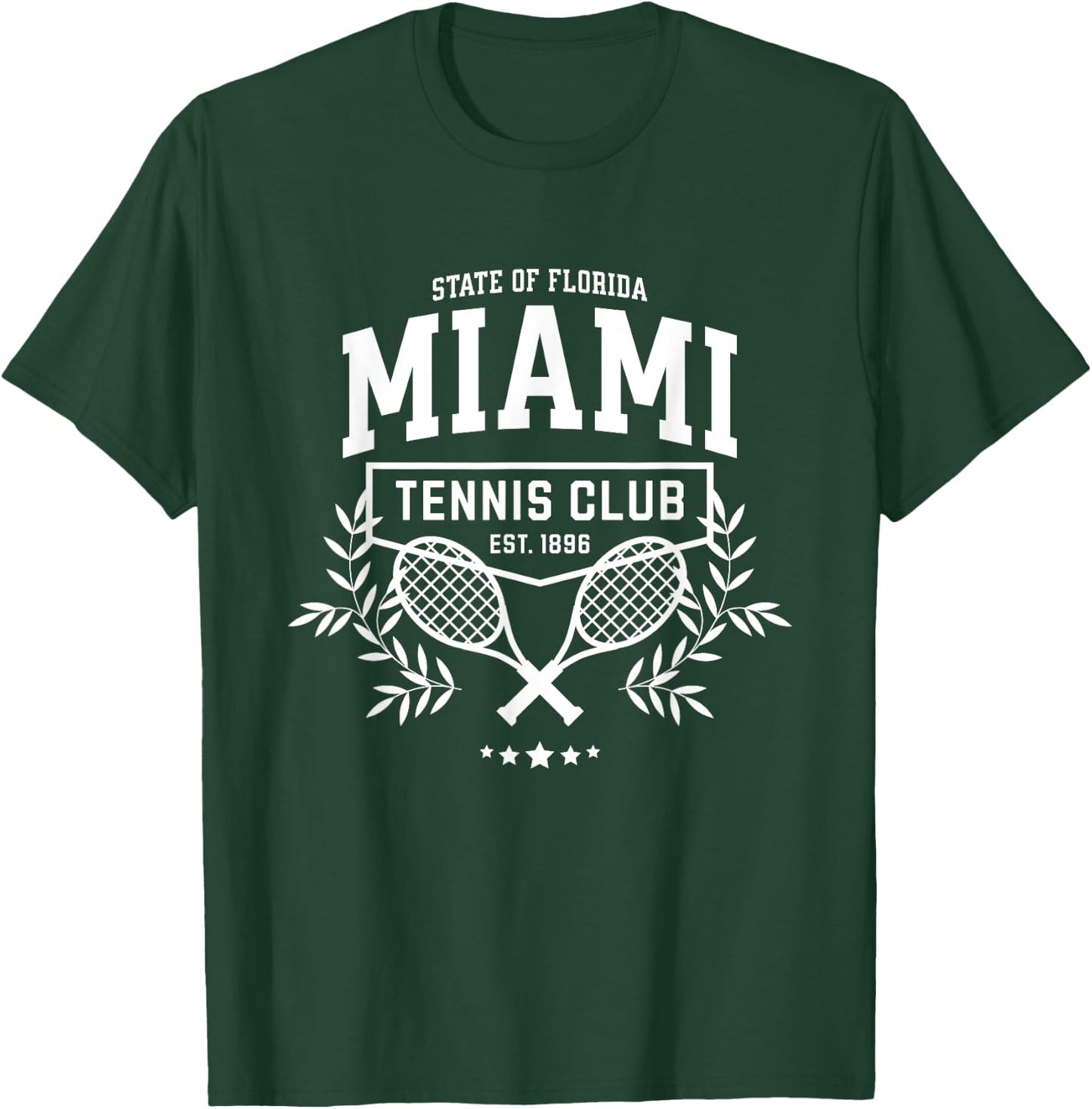 Miami Tennis, Varsity Player Style Graphic T-Shirt - T-Shirt | Forest