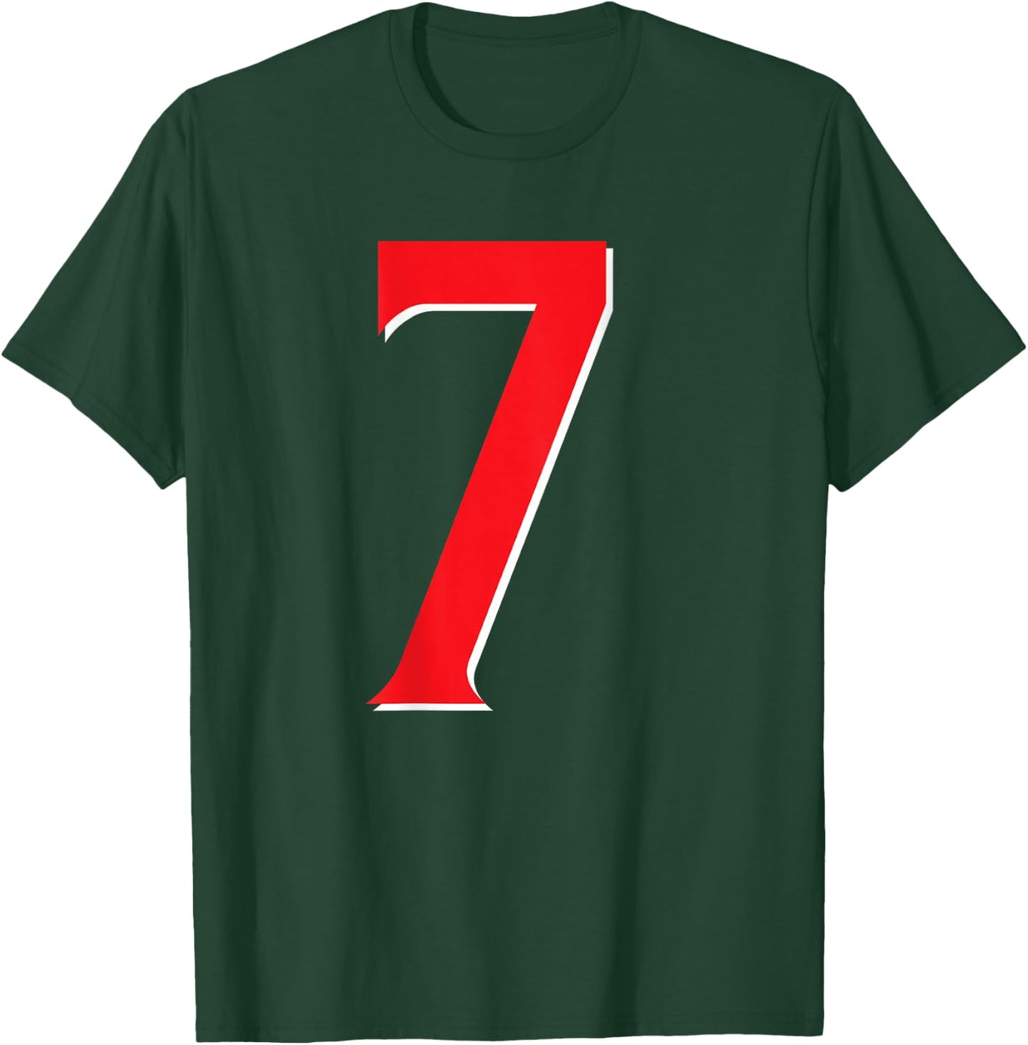 #7 Jersey Uniform Varsity Sports Number Red, 7th Birthday T-Shirt - T-Shirt | Forest
