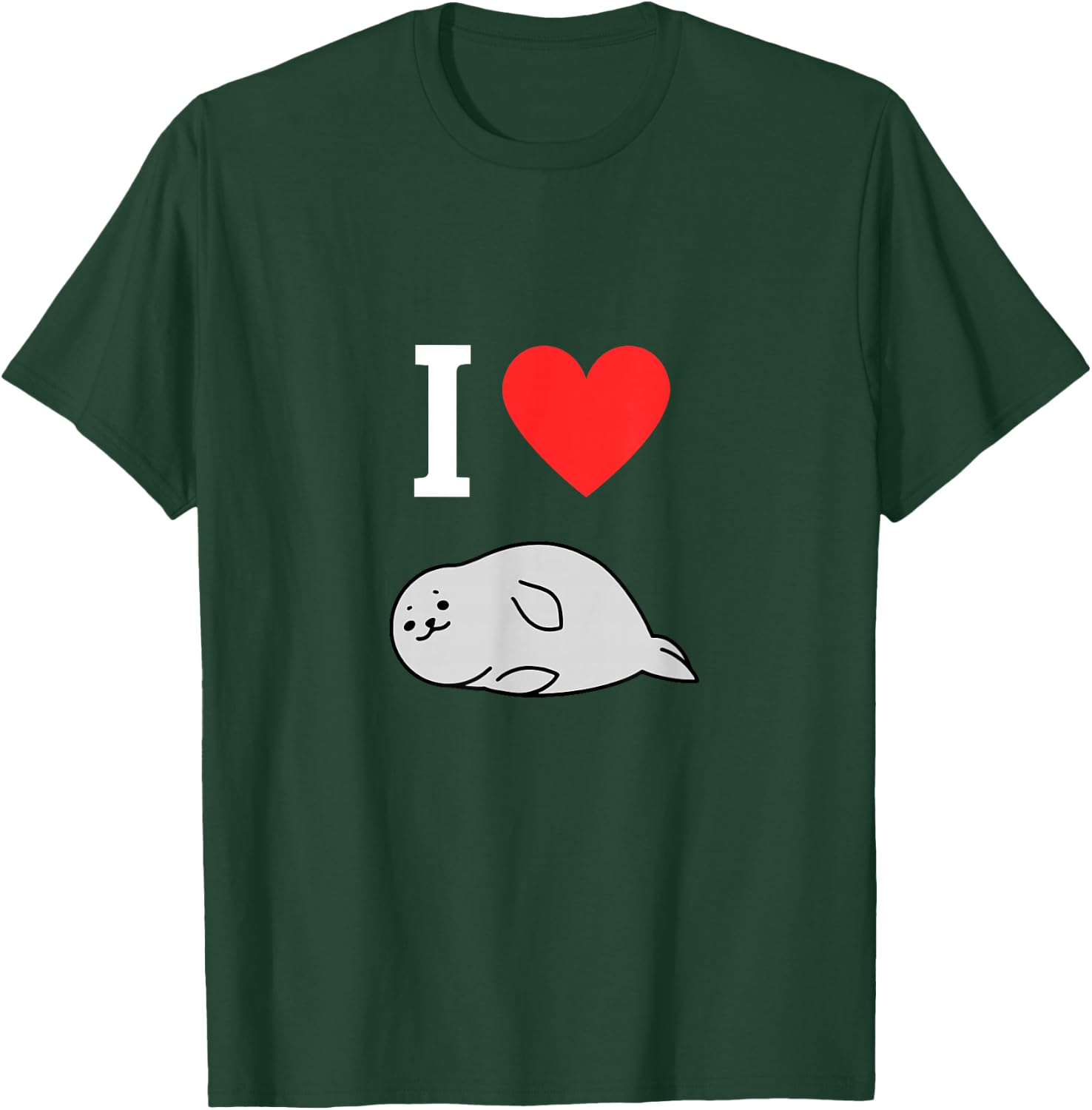 I Love Robben Cute Seal Seal Comic Kawaii Sea Style , black T-Shirt - T-Shirt | Forest