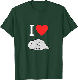 I Love Robben Cute Seal Seal Comic Kawaii Sea Style , black T-Shirt - T-Shirt | Forest