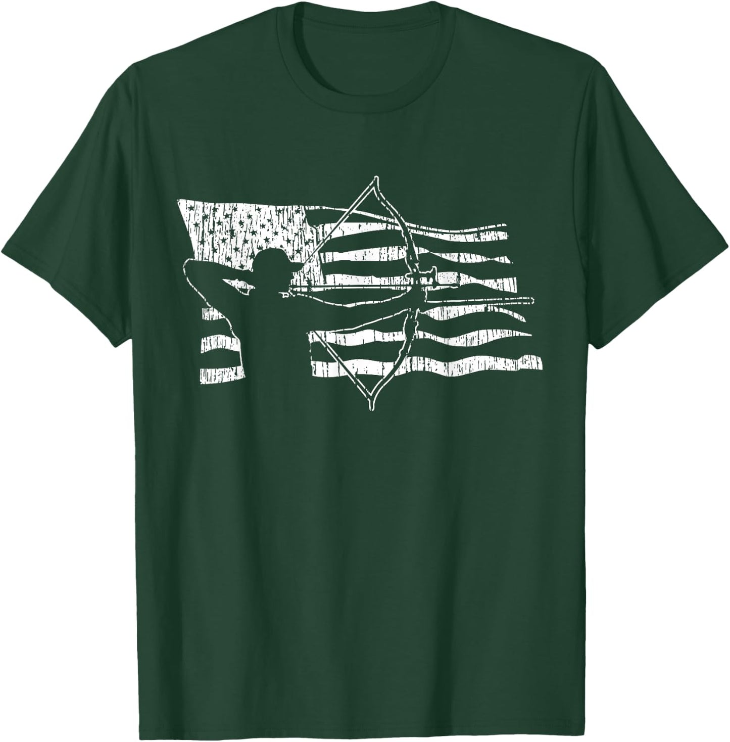 Bow Hunting American Flag Archery Patriotic Bow Hunter Gift Men T-Shirt - T-Shirt | Forest
