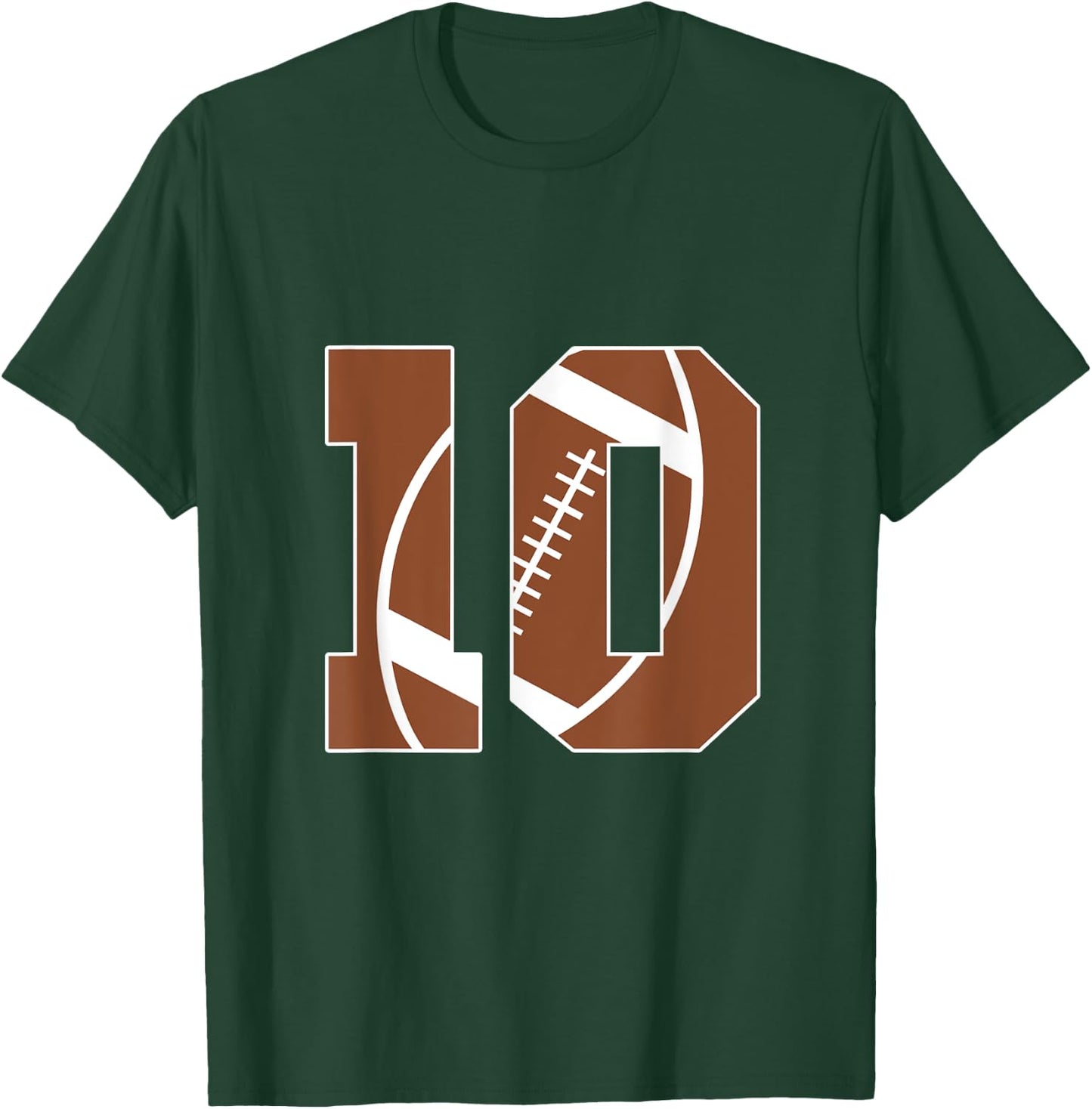 10th Birthday Kids Football Birthday Party 10 Years Old Boys T-Shirt - T-Shirt | Forest