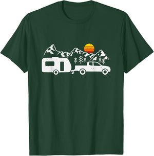 Campervan Camper Caravan , Black, S T-Shirt - T-Shirt | Forest