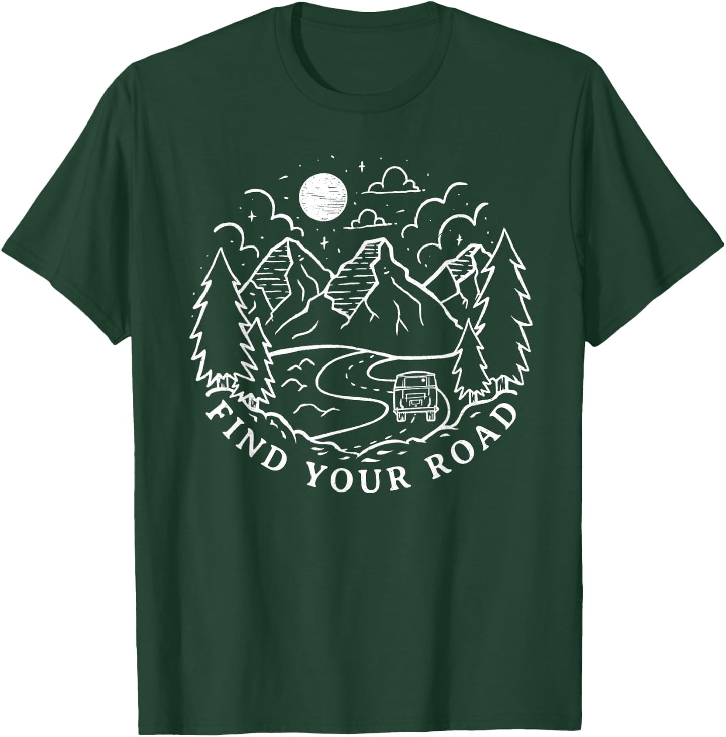 Vintage Retro Find Your Road Boho Peace Hippie Camping Gift T-Shirt - T-Shirt | Forest