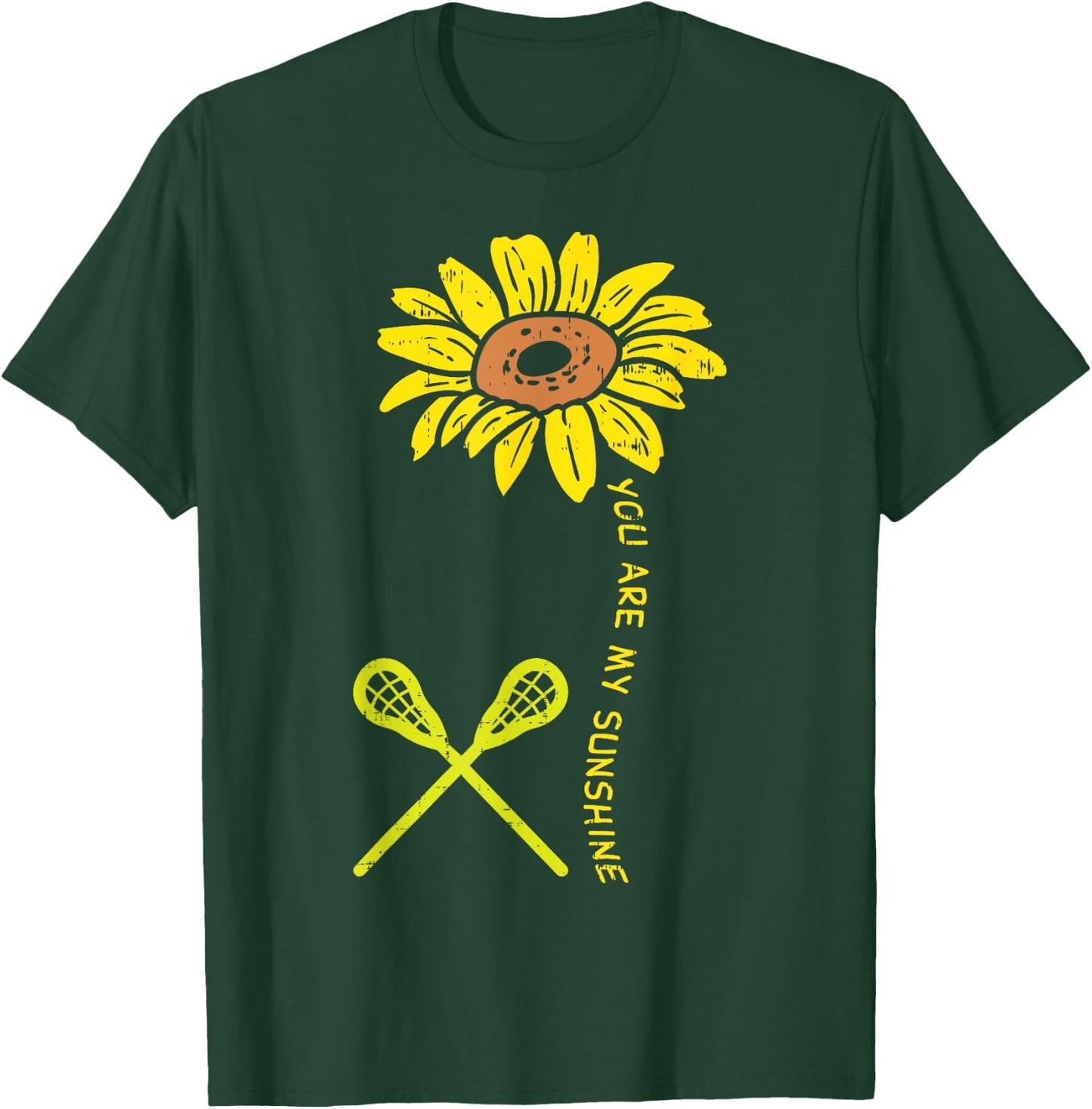 Sunflower Sunshine Lacrosse Lax Player Goalie Men Women Kids T-Shirt - T-Shirt | Forest