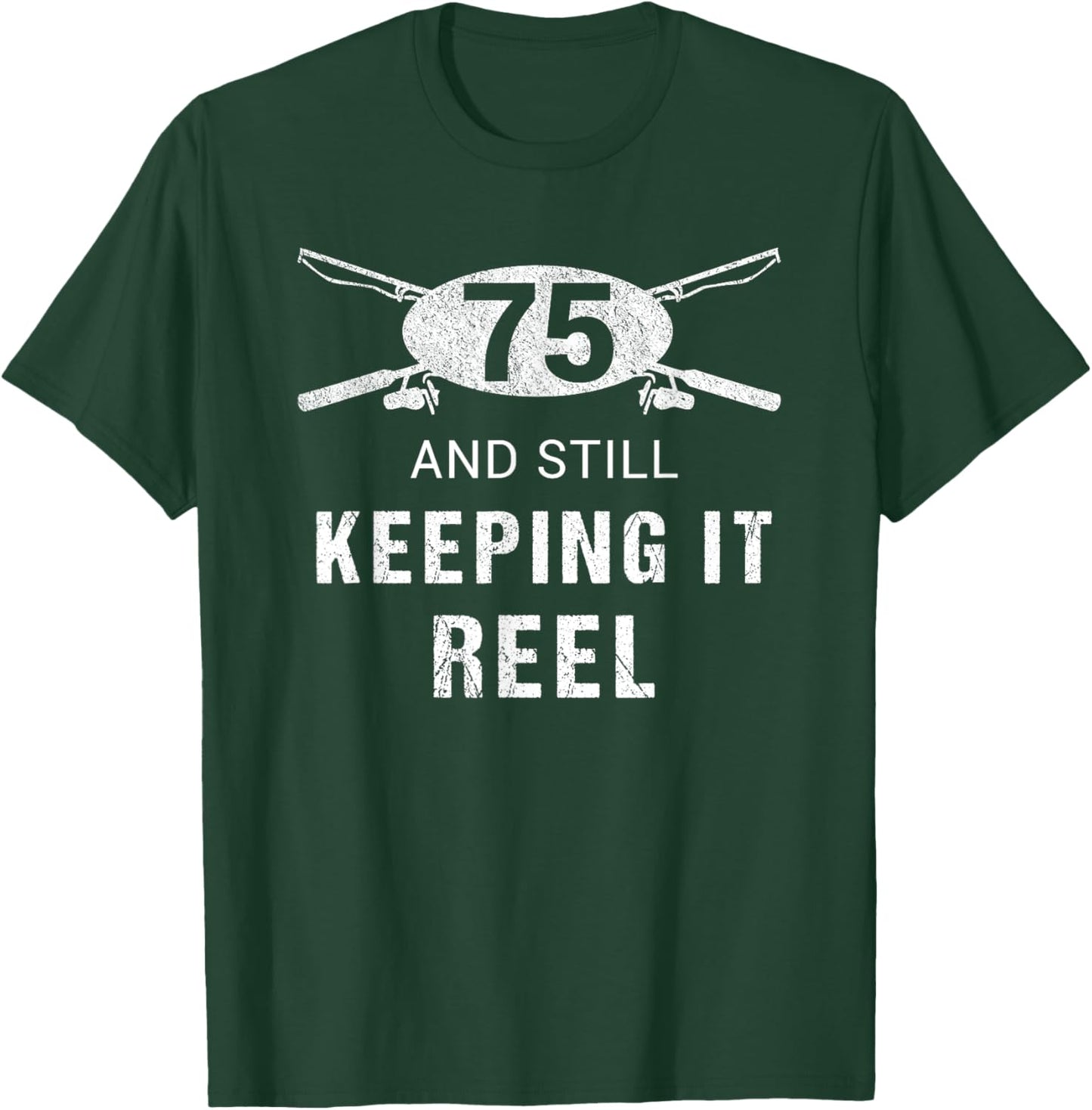 Funny Fishing 75th Birthday Gift Fisherman Shirt 75 Year Old T-Shirt - T-Shirt | Forest