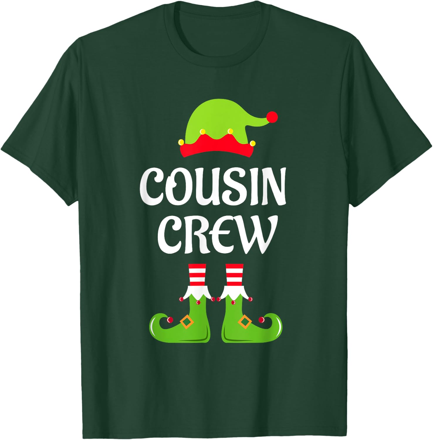 Cousin Crew Elf Christmas Funny Xmas Family Matching Pajamas T-Shirt - T-Shirt | Forest