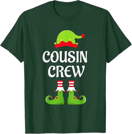 Cousin Crew Elf Christmas Funny Xmas Family Matching Pajamas T-Shirt - T-Shirt | Forest