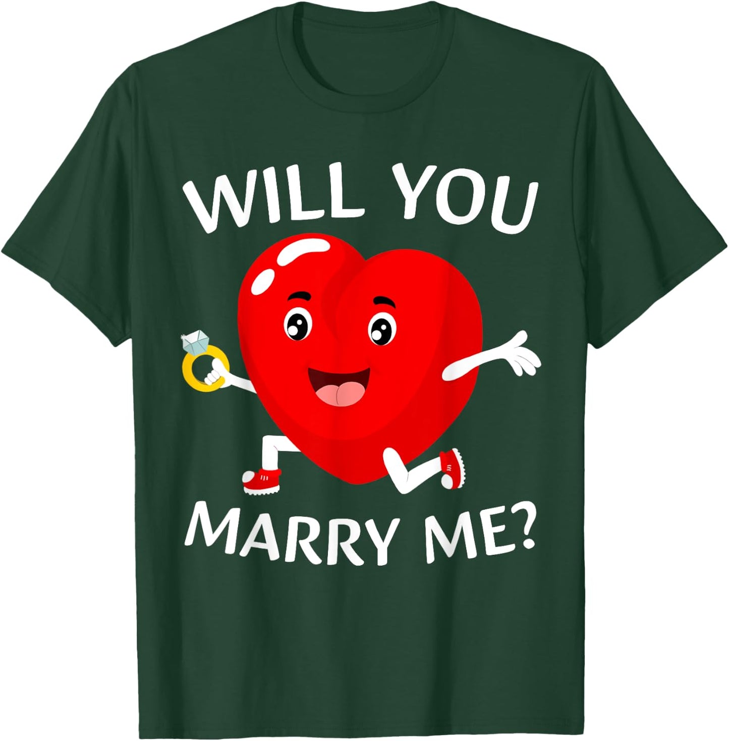 Will You Marry Me? Love Heart Marriage Proposal Wedding Art T-Shirt - T-Shirt | Forest