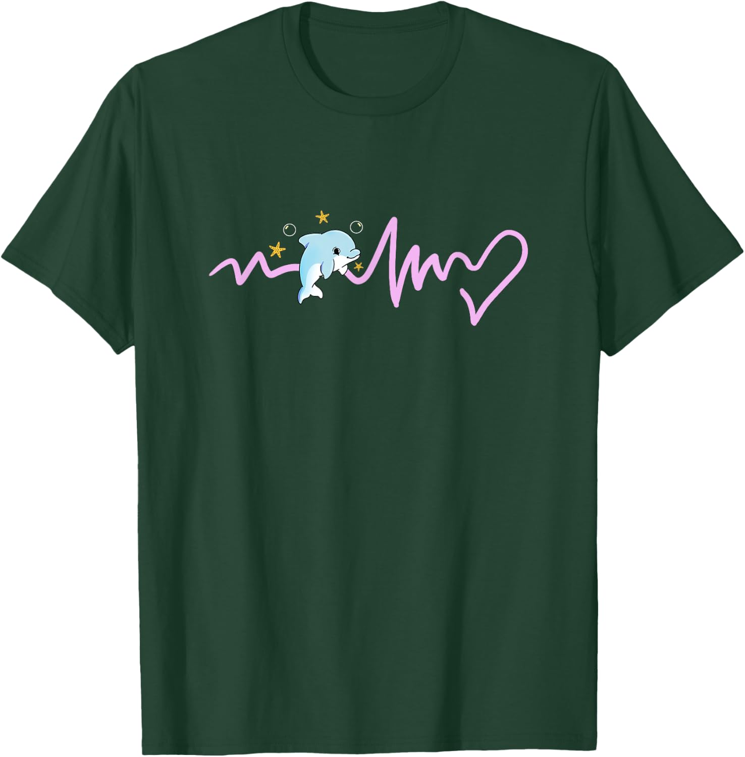 Kawaii Dolphin Heartbeat T-Shirt - T-Shirt | Forest