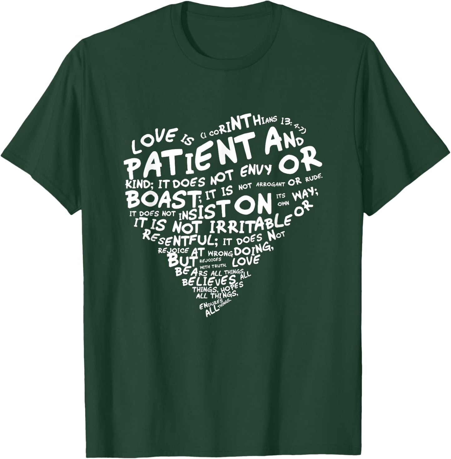 Love is Patient 1st Corinthians 13:4-7 White Heart T-Shirt - T-Shirt | Forest