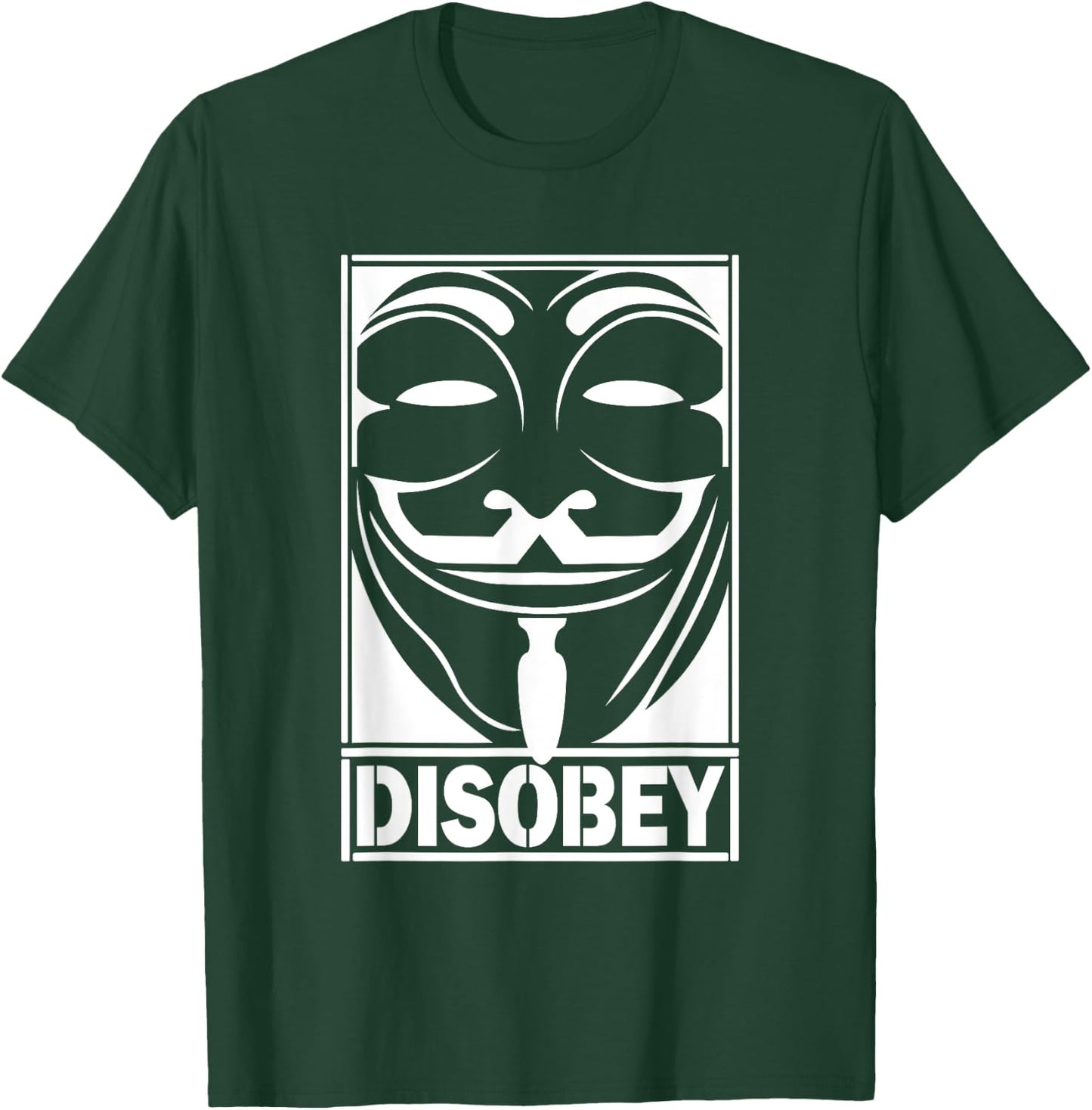 Disobey Big Face Anonymous Anon Revolution Hacker T-Shirt - T-Shirt | Forest