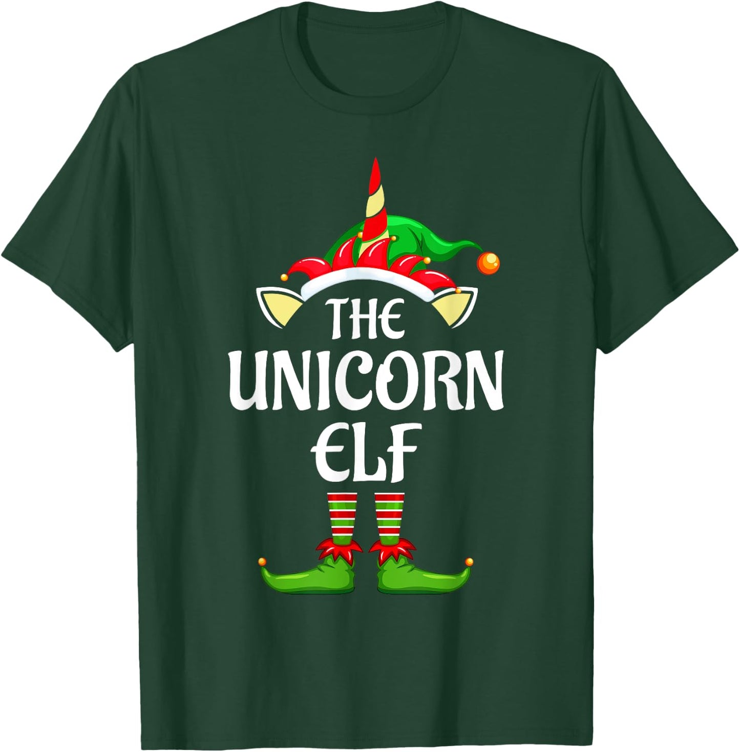 Unicorn Elf Matching Family Group Christmas Party Pyjamas T-Shirt - T-Shirt | Forest