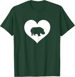 Hippopotamus lover Hippo love heart Teen girls Women Womans T-Shirt - T-Shirt | Forest