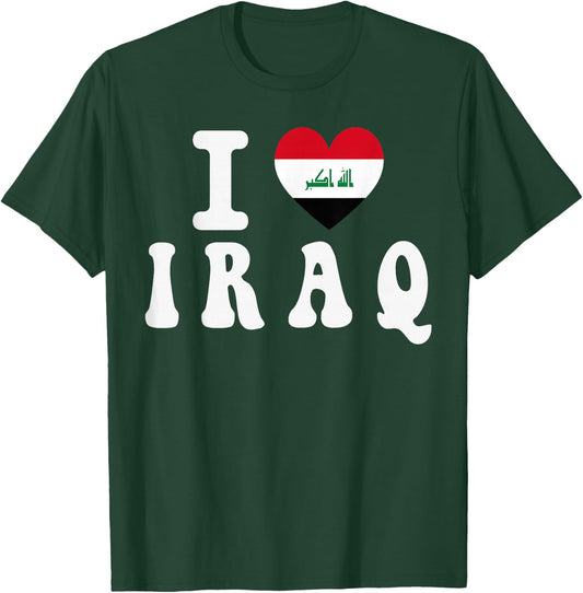 I Love Iraq Heart Flag Retro Travel Souvenir T-Shirt - T-Shirt | Forest