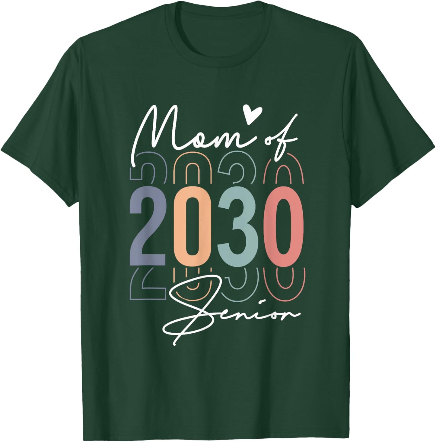 Class of 2030 Mom of a Senior Graduate Retro Graduation Vint T-Shirt - T-Shirt | Forest