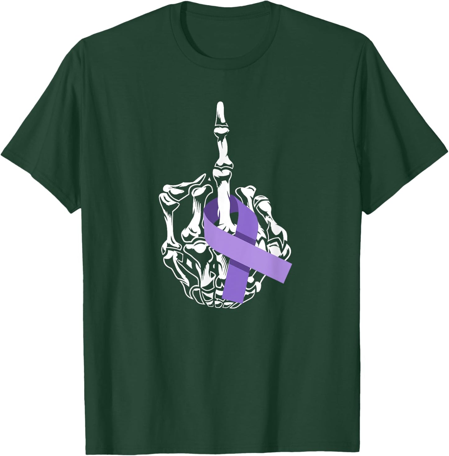 Fuck All Cancer Middle Finger Lavender Ribbon Cancer T-Shirt - T-Shirt | Forest