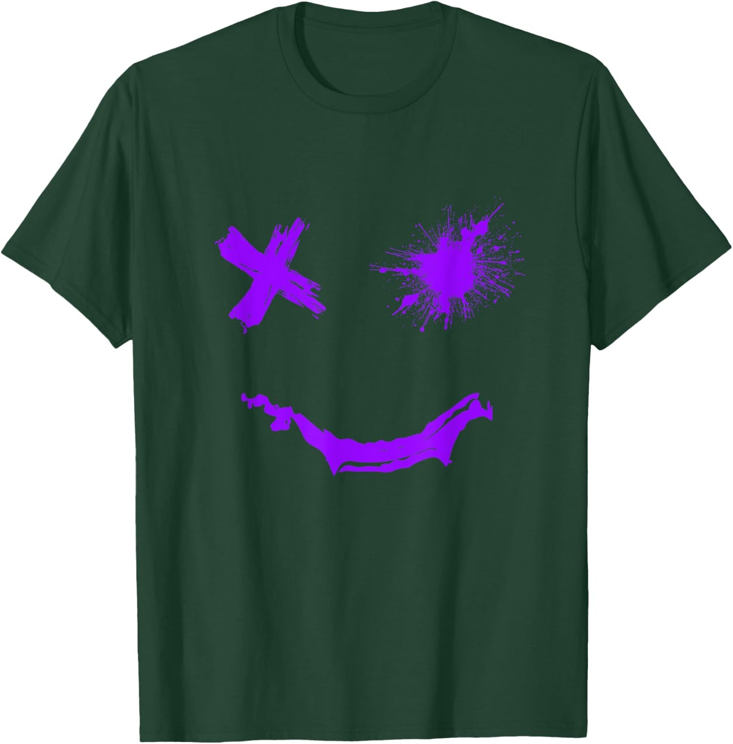 Purple Graphic Party Face Rough Style Smile Face Purple , black T-Shirt - T-Shirt | Forest