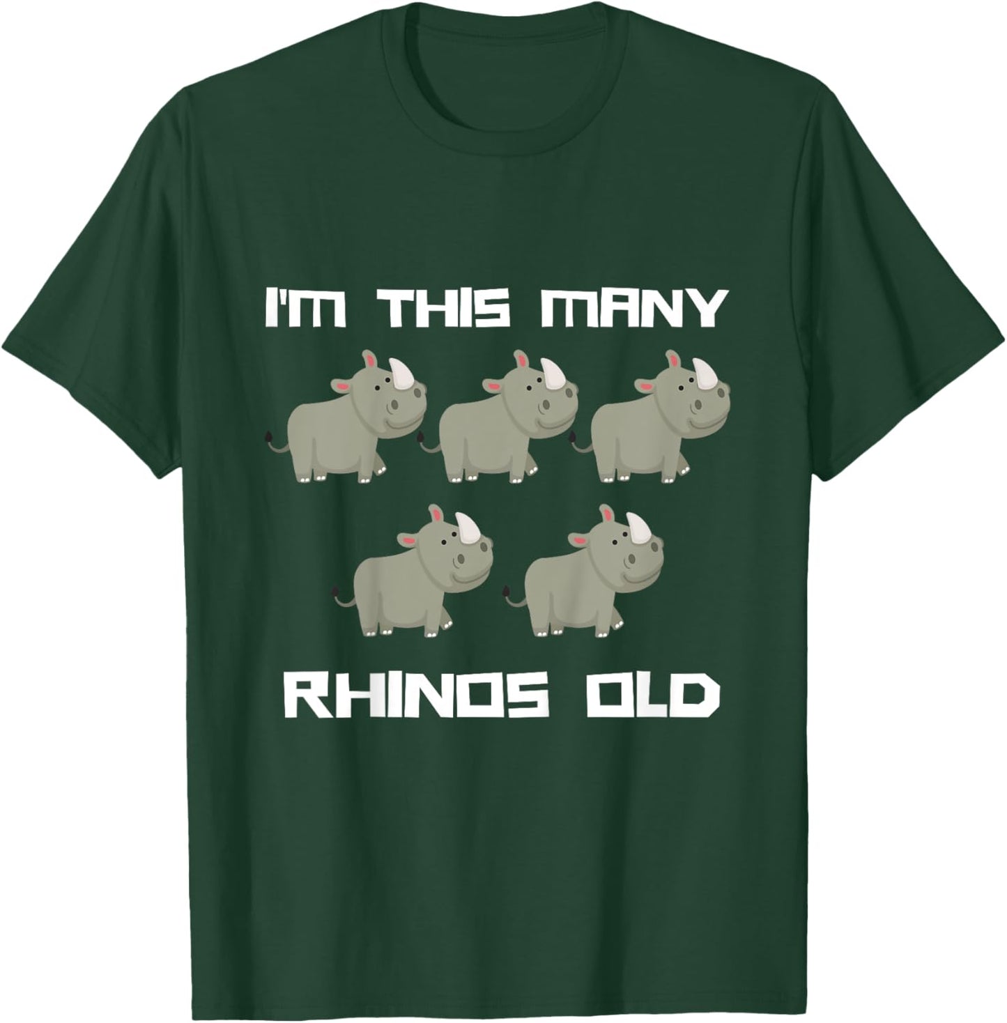 I'm This Many Rhinos Old - Rhino 5th Birthday 5 Years Old T-Shirt - T-Shirt | Forest