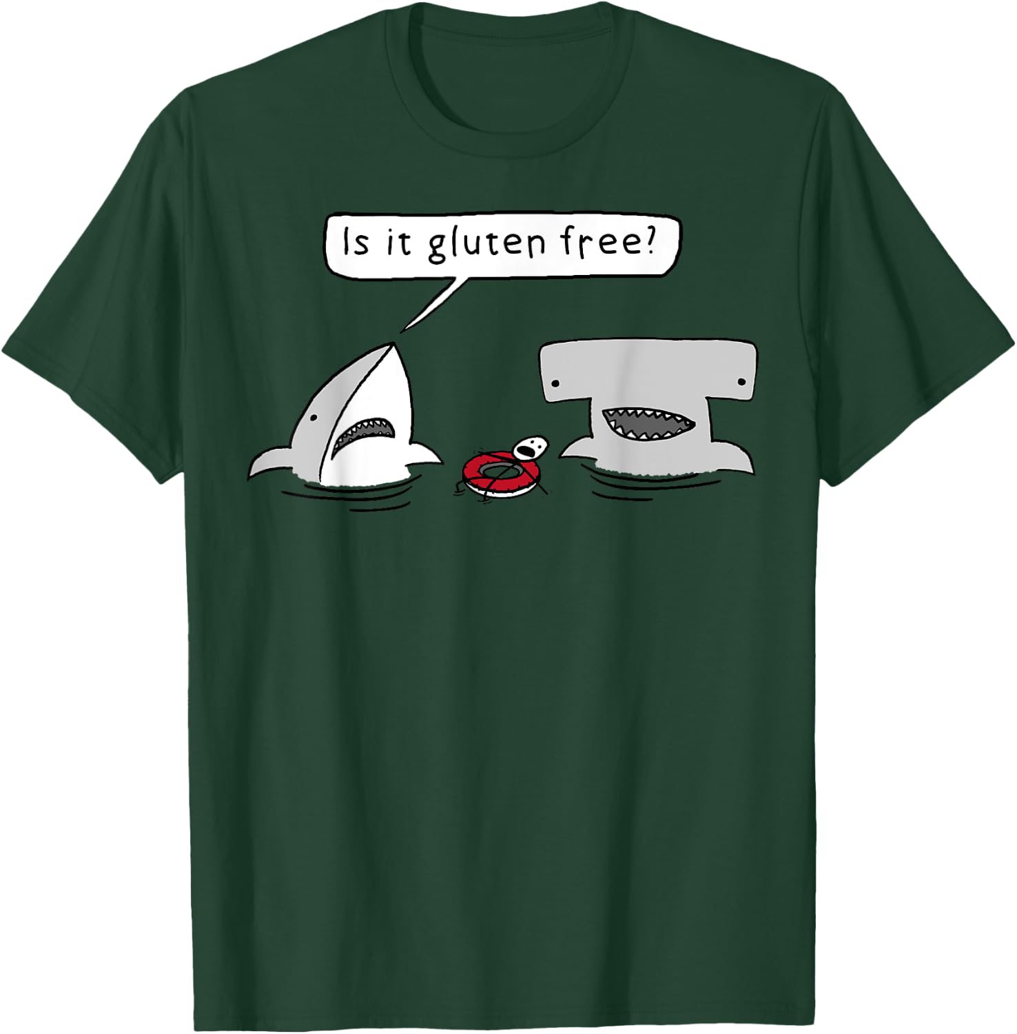 Is It Gluten Free Two Sharks Graphic T-Shirt - T-Shirt | Forest